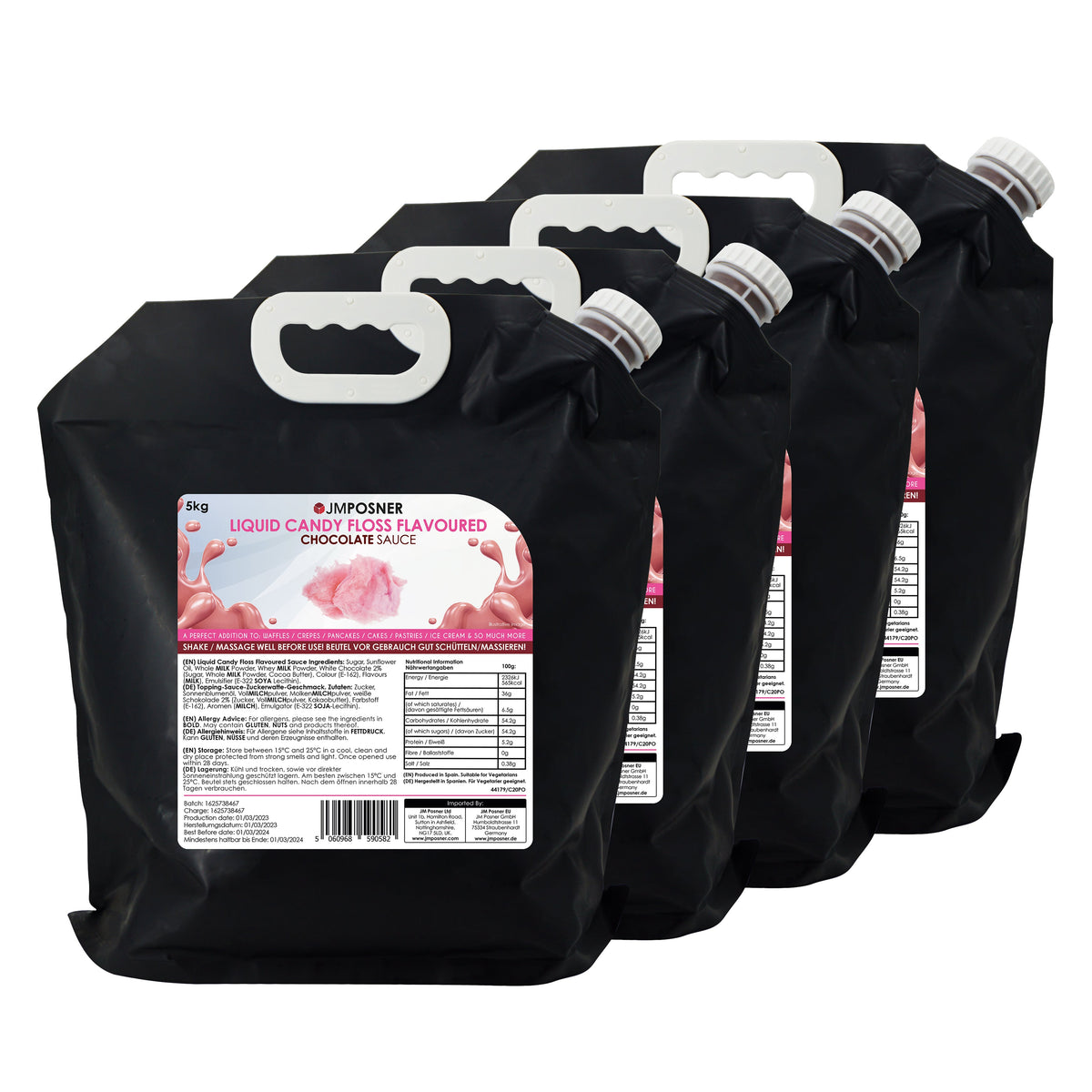 JMPOSNER Liquid Candy Floss Flavoured Chocolate Sauce 5kg bag  BB July