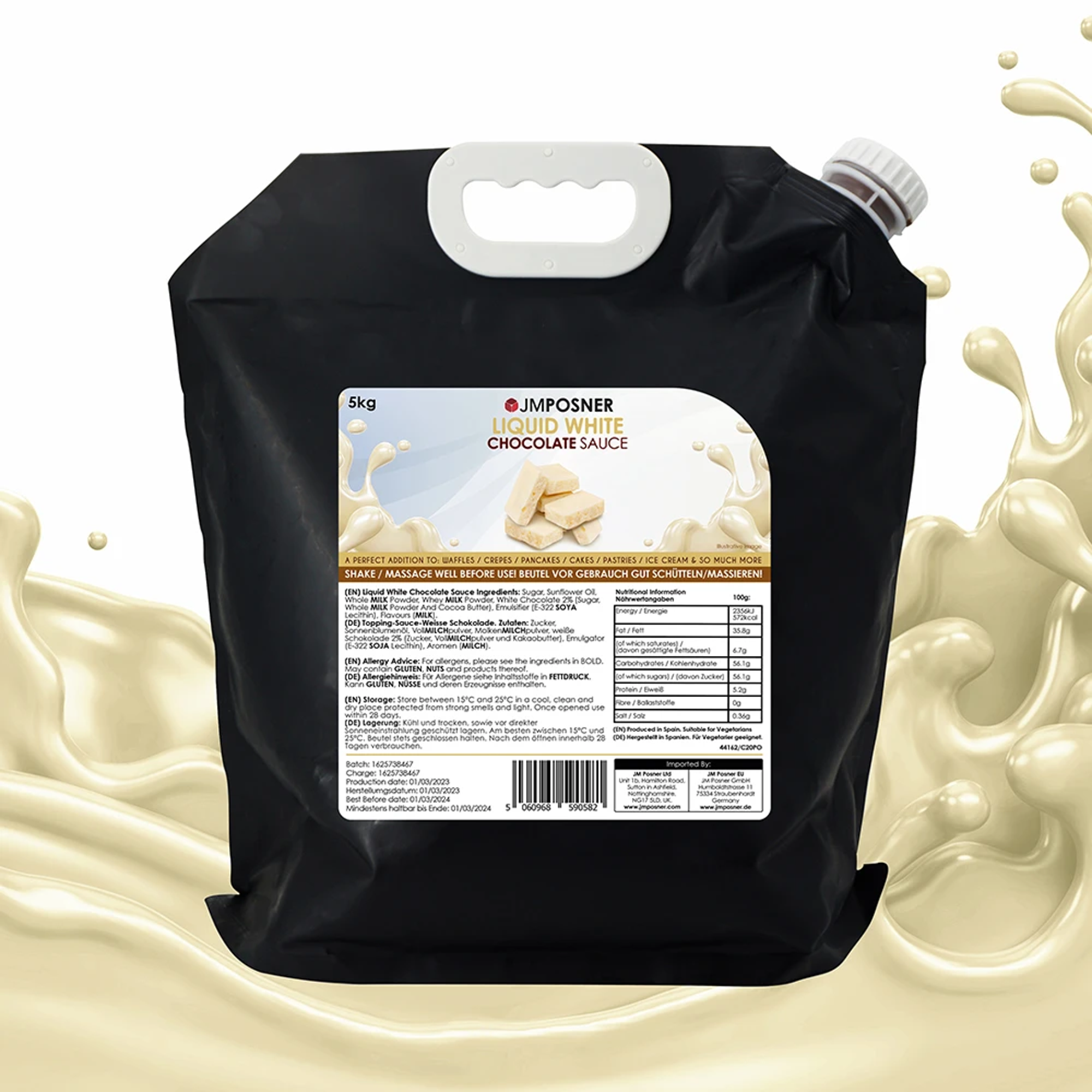 Liquid White Hazelnut Flavour Chocolate Sauce 5KG