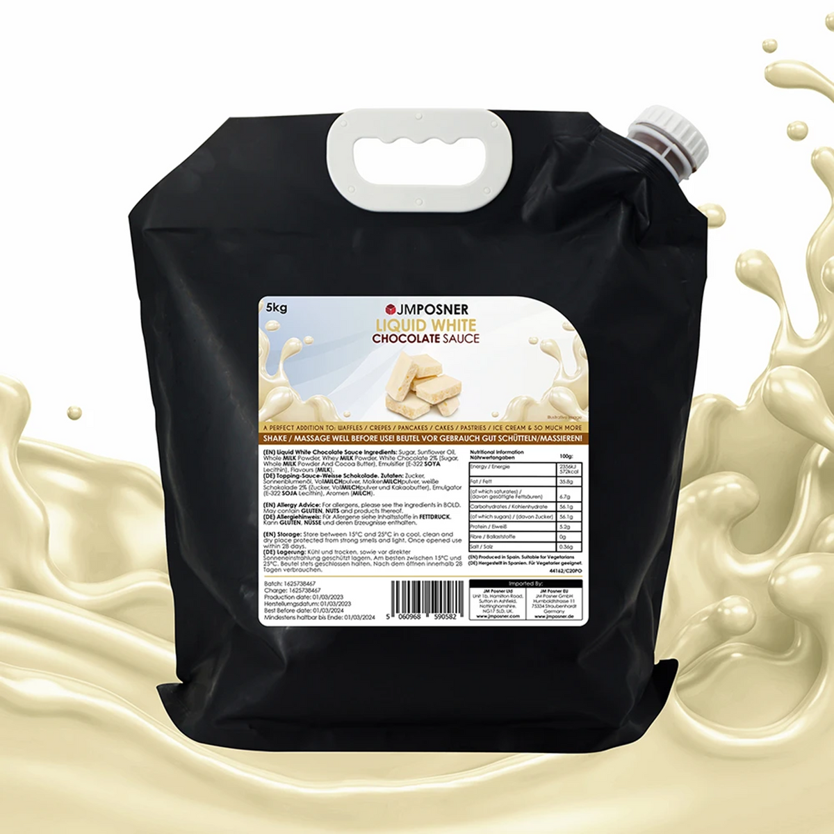 JMPOSNER Liquid White Hazelnut Flavour Chocolate Sauce 5KG