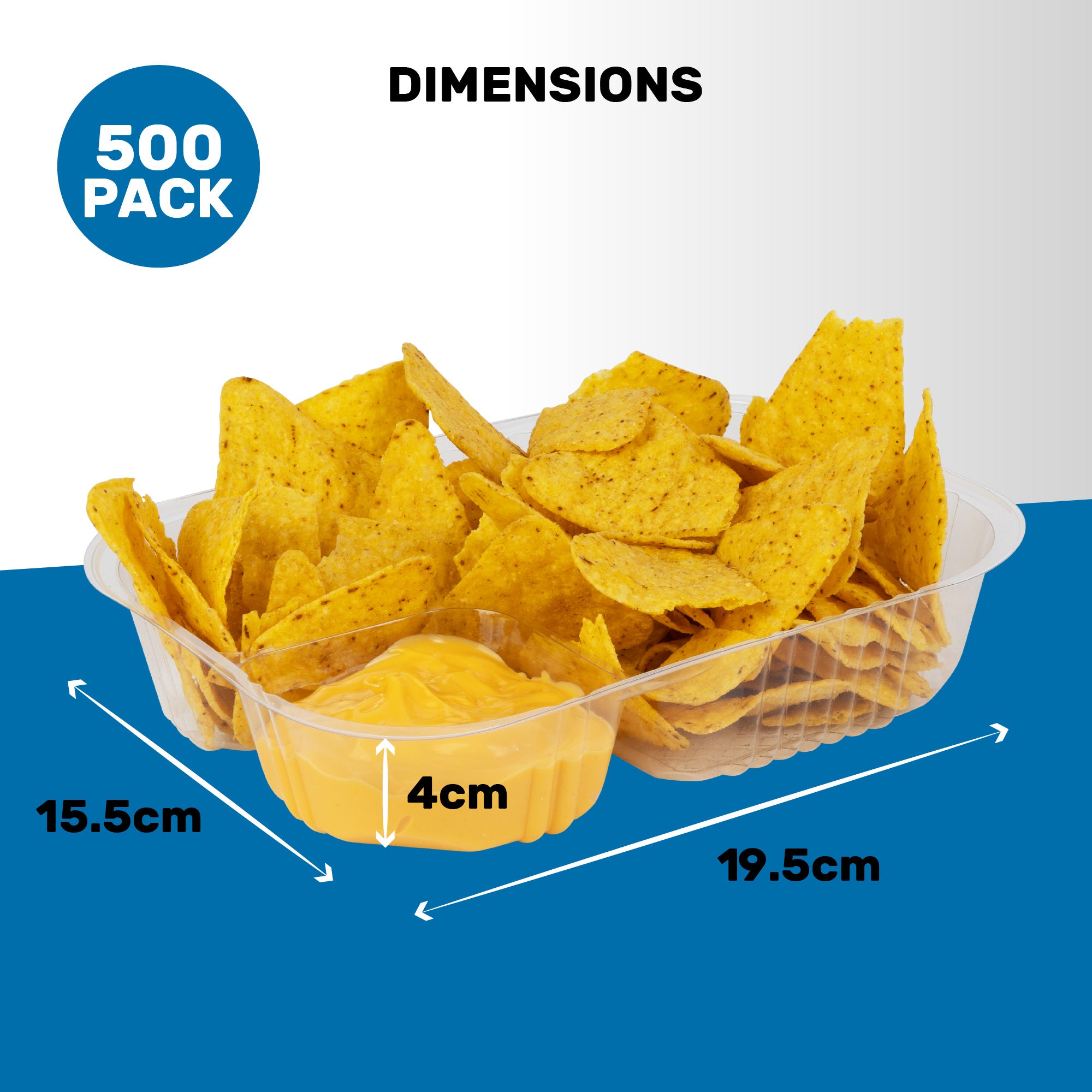 Dexlo Large Two-compartment Nacho Trays- 500/Pack