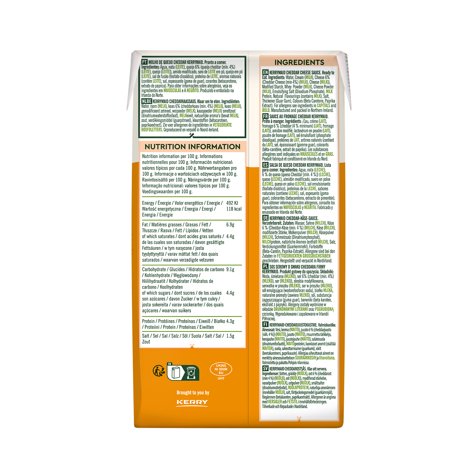 Kerrymaid Cheddar Cheese Sauce 12 x 1L