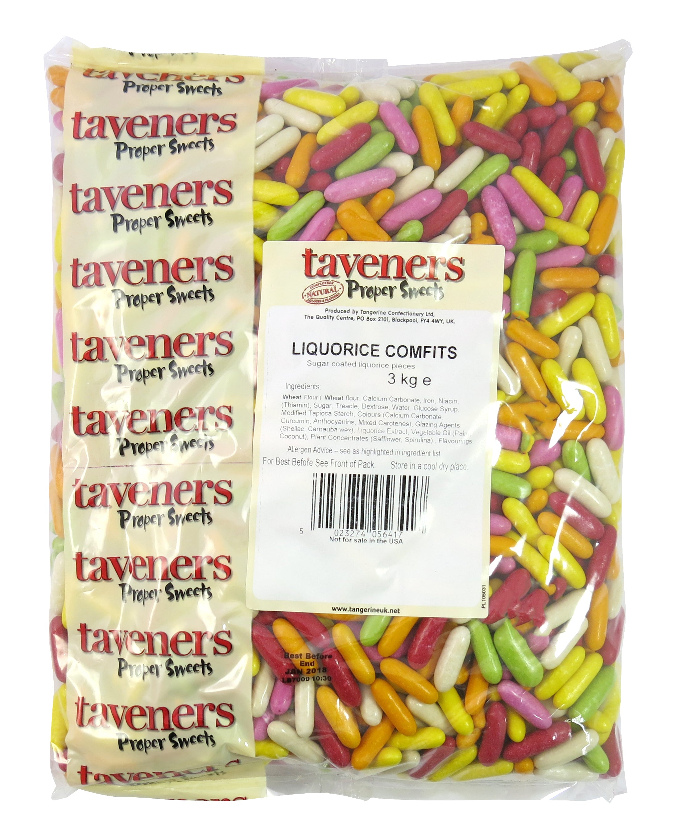 Taveners Liquorice Comfits 3kg