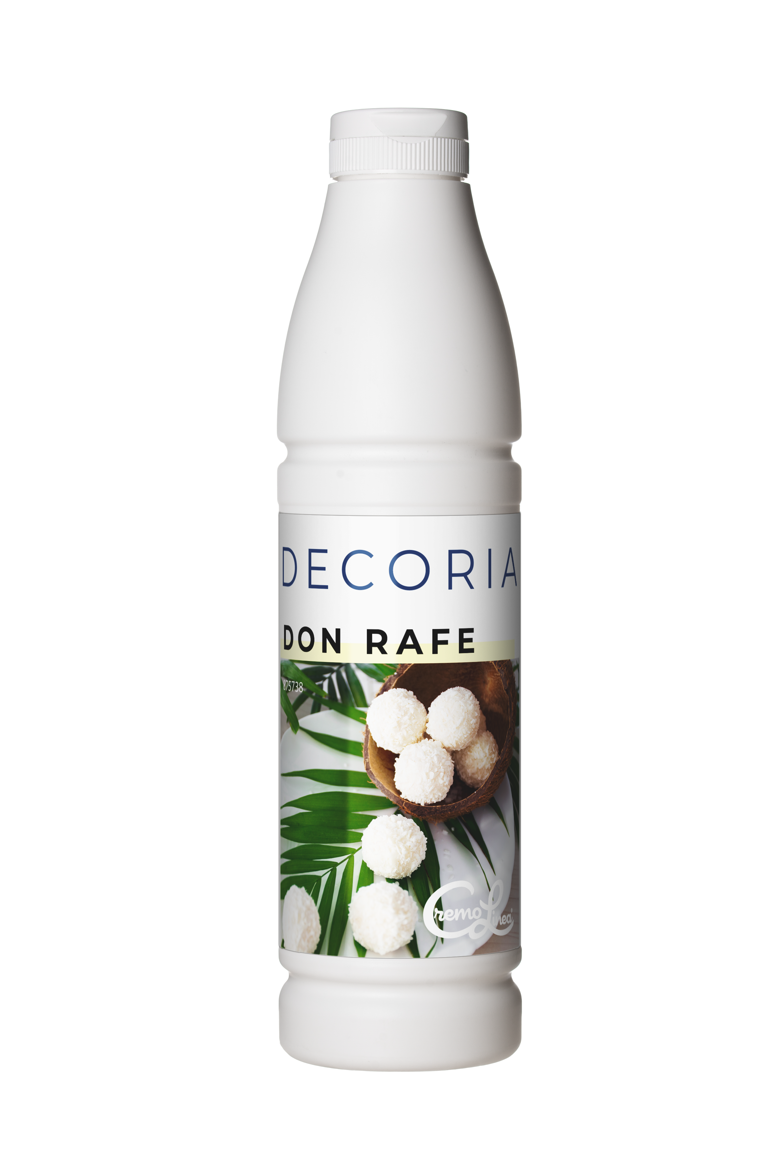 Decoria Ice Cream Variegato Don Raffe 900g bottle, a versatile dessert topping that adds vibrant swirls, concentrated flavor, and eye-catching ribbons to ice cream, gelato, yogurt, shakes, and bakery fillings. Easy-squeeze design ensures precise application and perfect streaks of flavor.