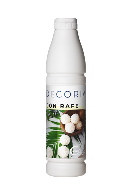 Decoria Ice Cream Variegato Don Raffe 900g bottle, a versatile dessert topping that adds vibrant swirls, concentrated flavor, and eye-catching ribbons to ice cream, gelato, yogurt, shakes, and bakery fillings. Easy-squeeze design ensures precise application and perfect streaks of flavor.