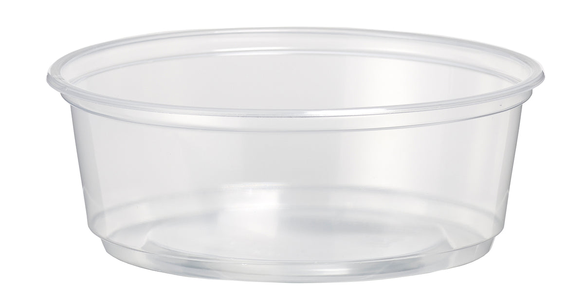 A clear plastic bowl.