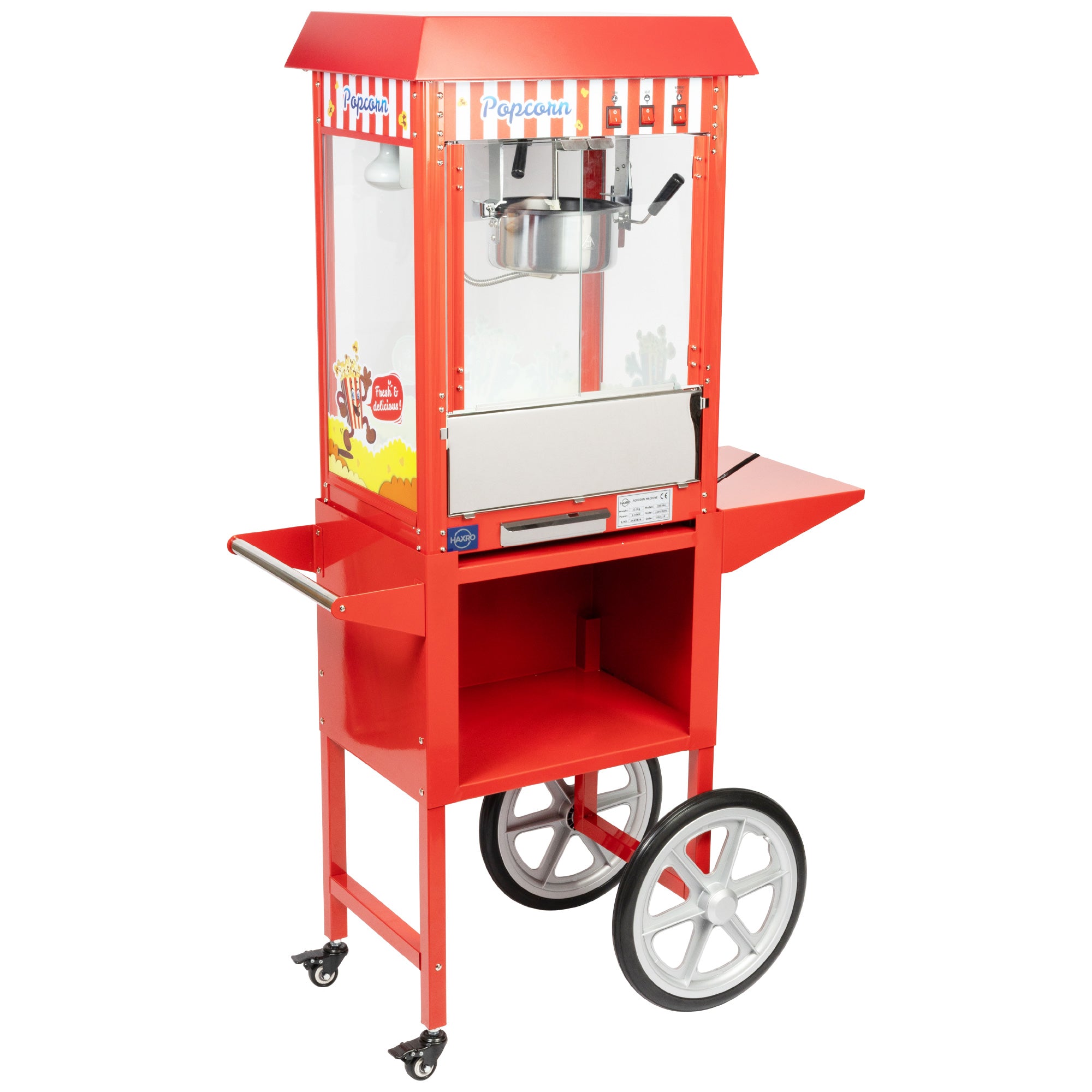 HAXRO Vintage Style Popcorn Machine & Cart 8oz - Red