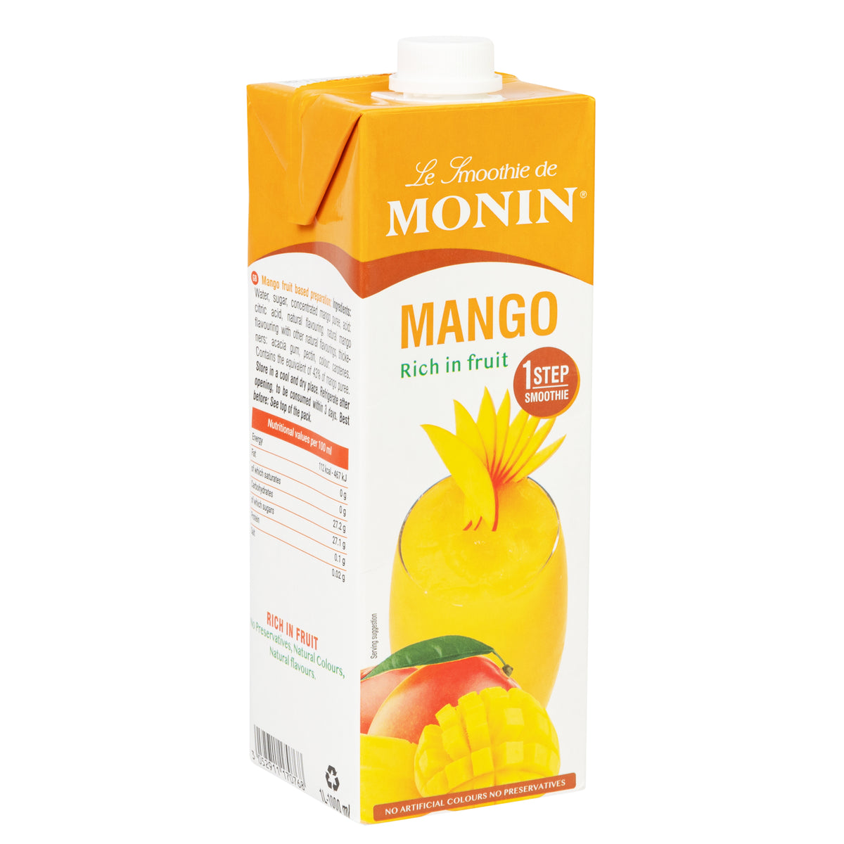 Monin Mango Smoothie Puree Syrup 1ltr BB July