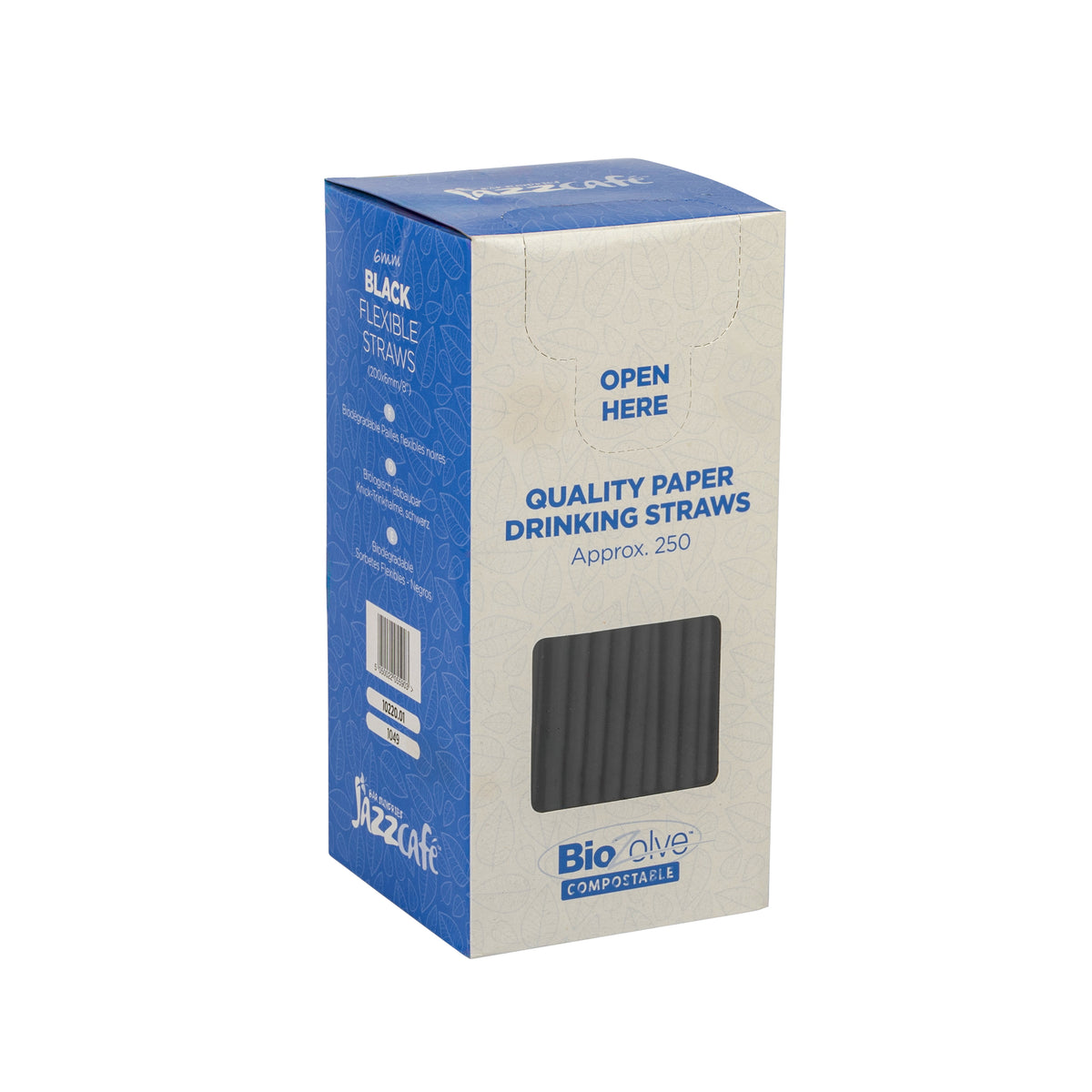 Jazz Cafe Straight Bottle Straw Paper 6mm Black - Pack of 250 Biodegradable