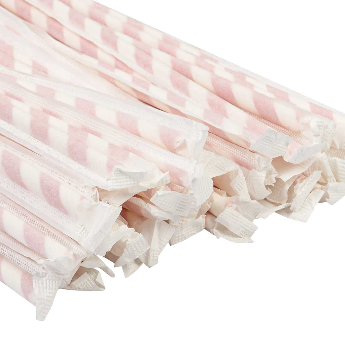 Jazz Cafe Straight Straw Paper (200x6mm/8") Red Stripe (Paper Wrapped) Biodegradable