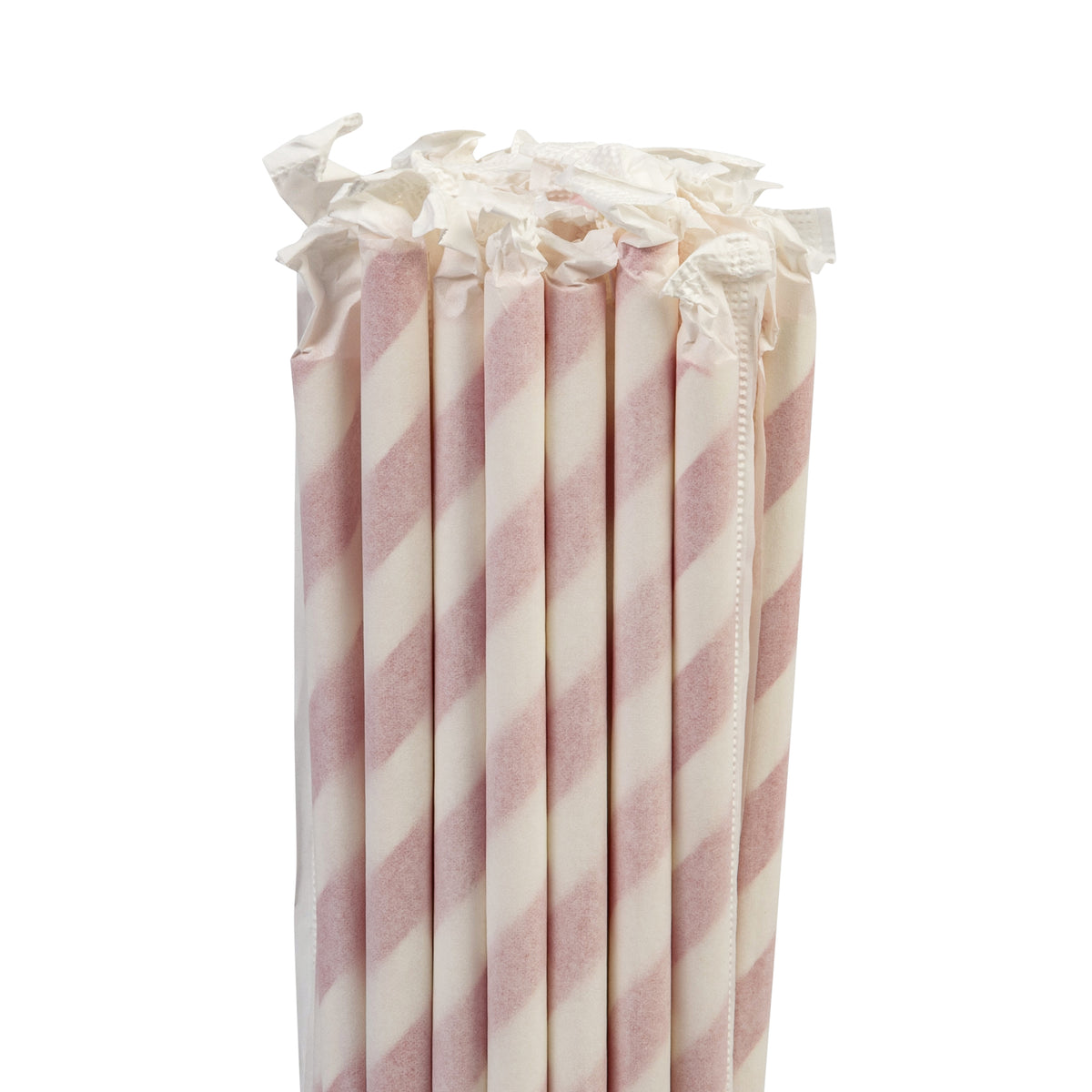 Jazz Cafe Straight Straw Paper (200x6mm/8") Red Stripe (Paper Wrapped) Biodegradable