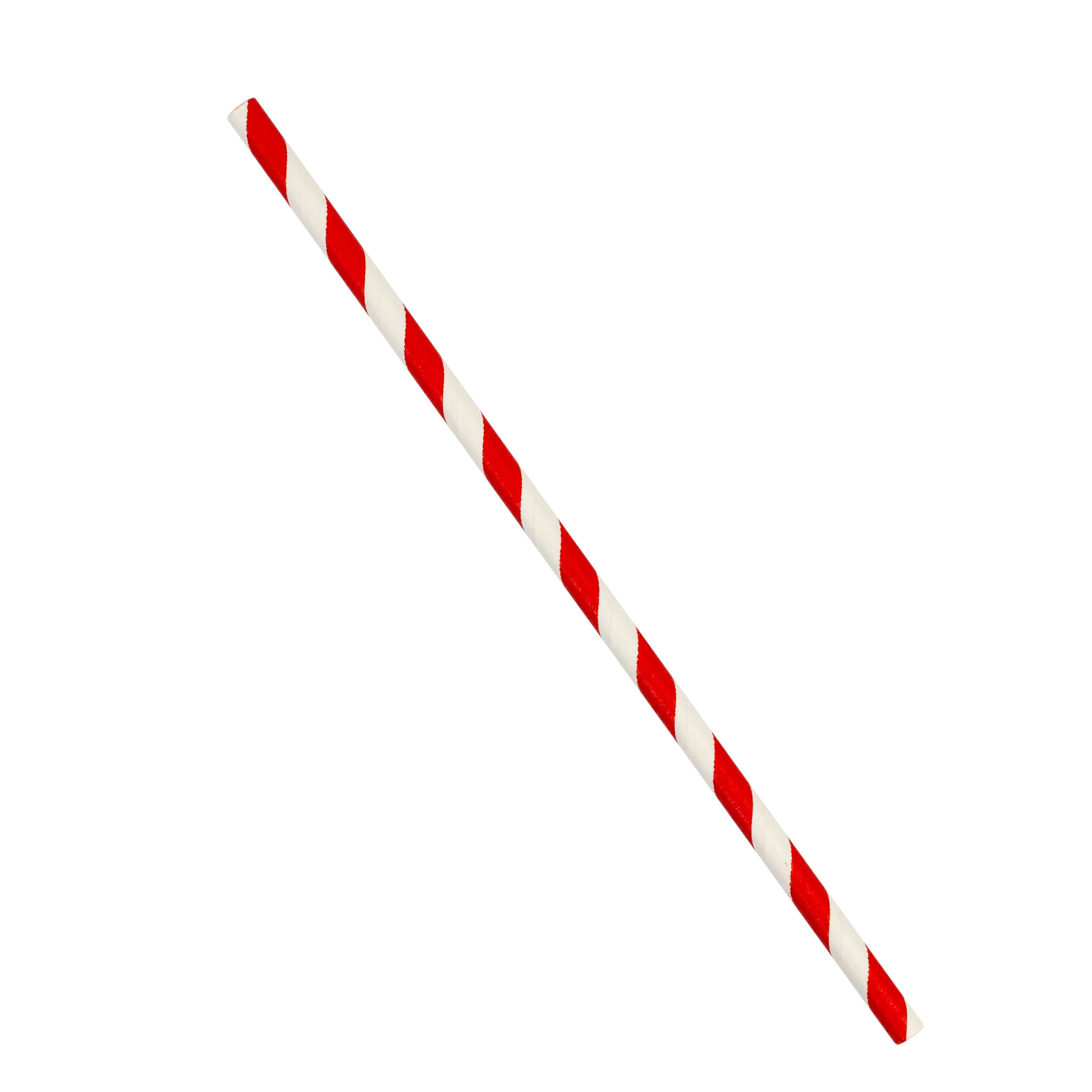 Straight Straw Paper (200x6mm/8") Red Stripe (Paper  Wrapped) Biodegradable