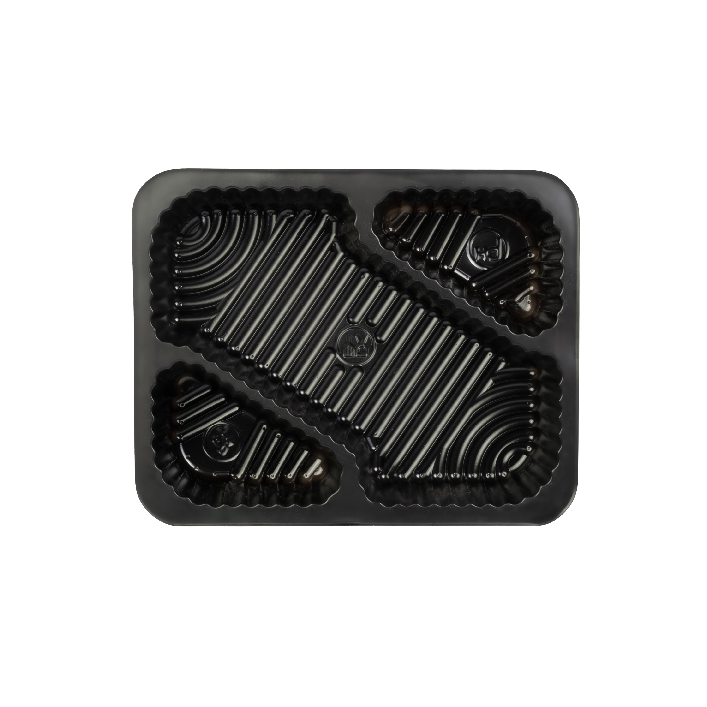 PCO Nacho Tray Rectangle, Black, 3 Compartments 500 Pieces Per Box