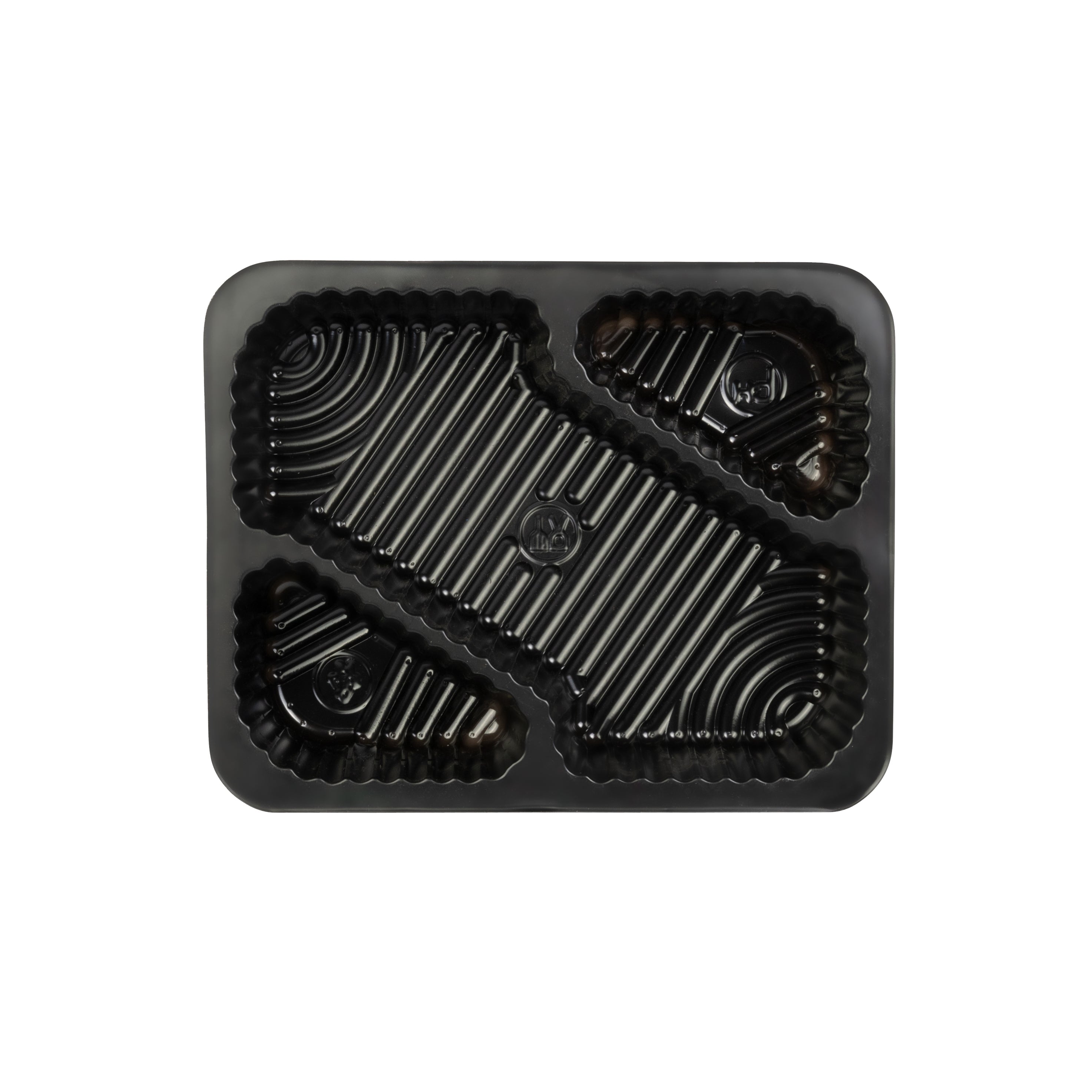 Nacho Tray Rectangle, Black, 3 Compartments 500 Pieces Per Box