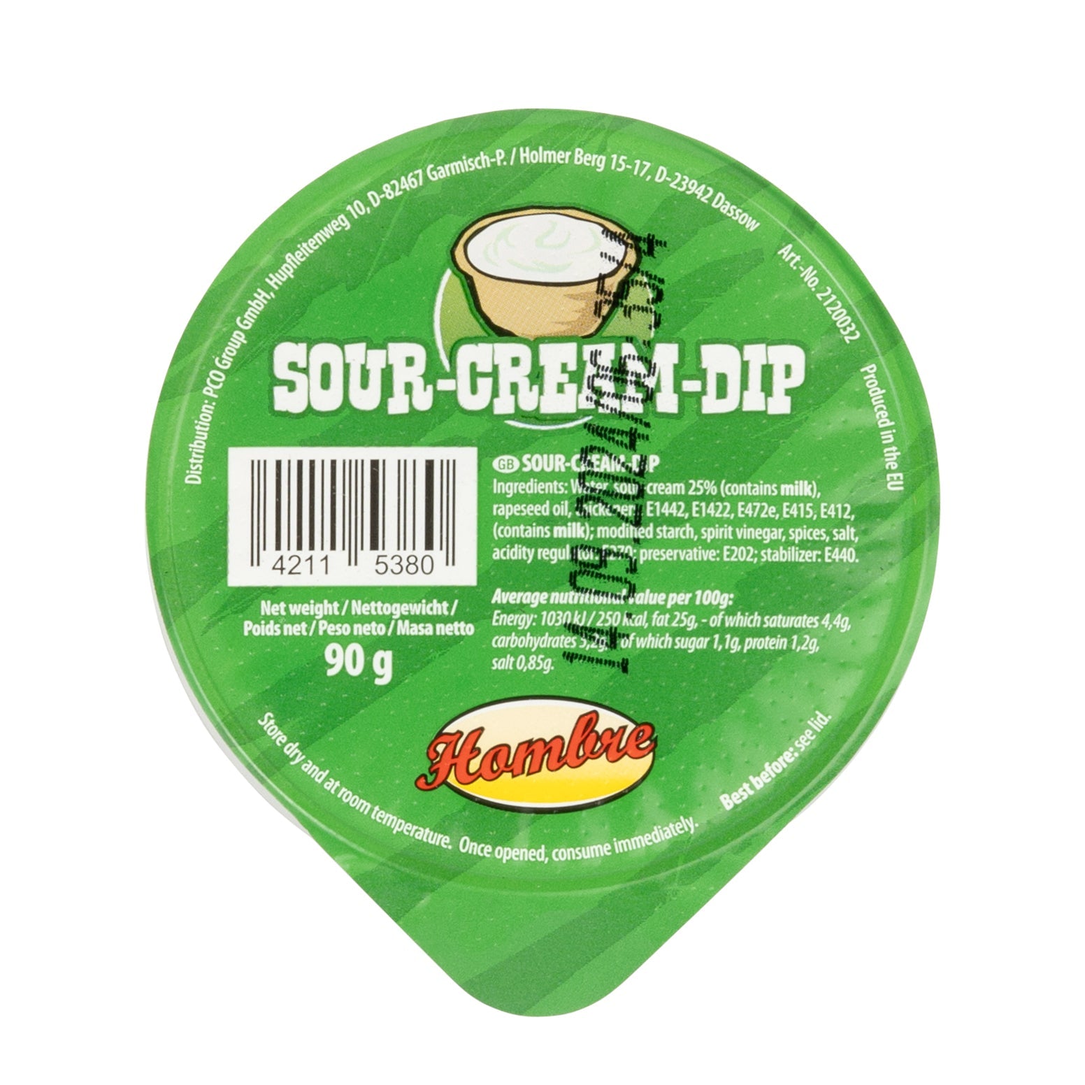 Hombre Sour Cream Dip Portion 48 x 90g  BB 12.07