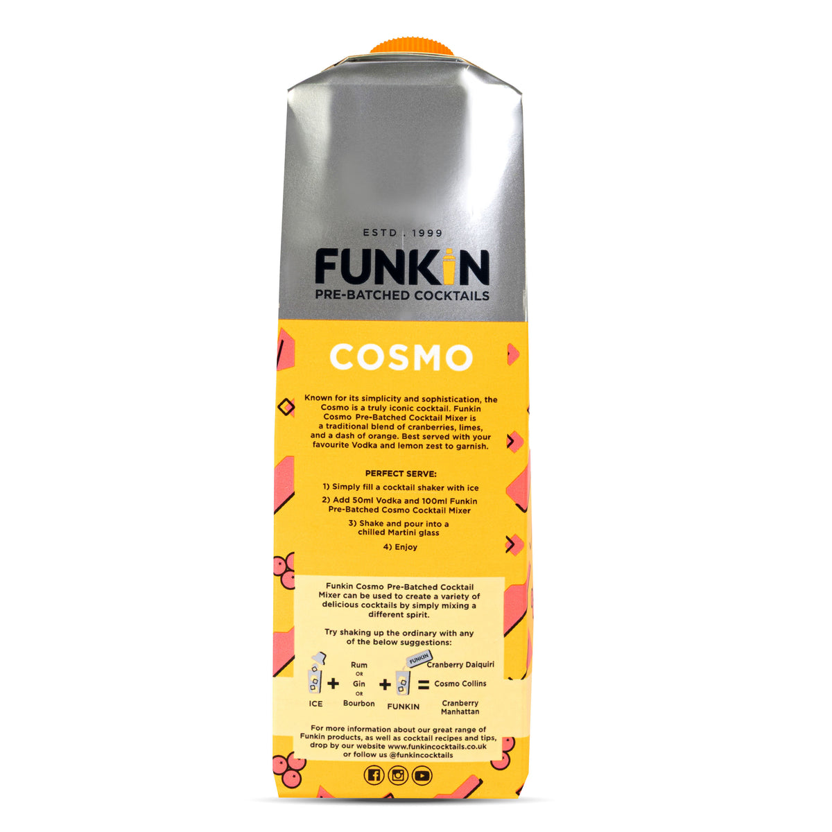 FUNKIN Cosmopolitan Cocktail Mixer 1 Ltr Pre-Batched