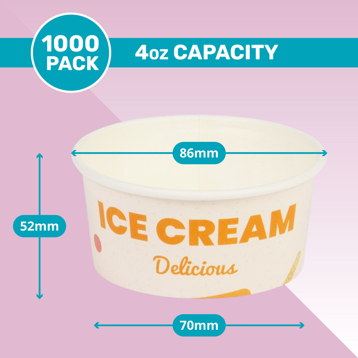 DEXLO 4oz Ice Cream Tubs - Pack of 1000