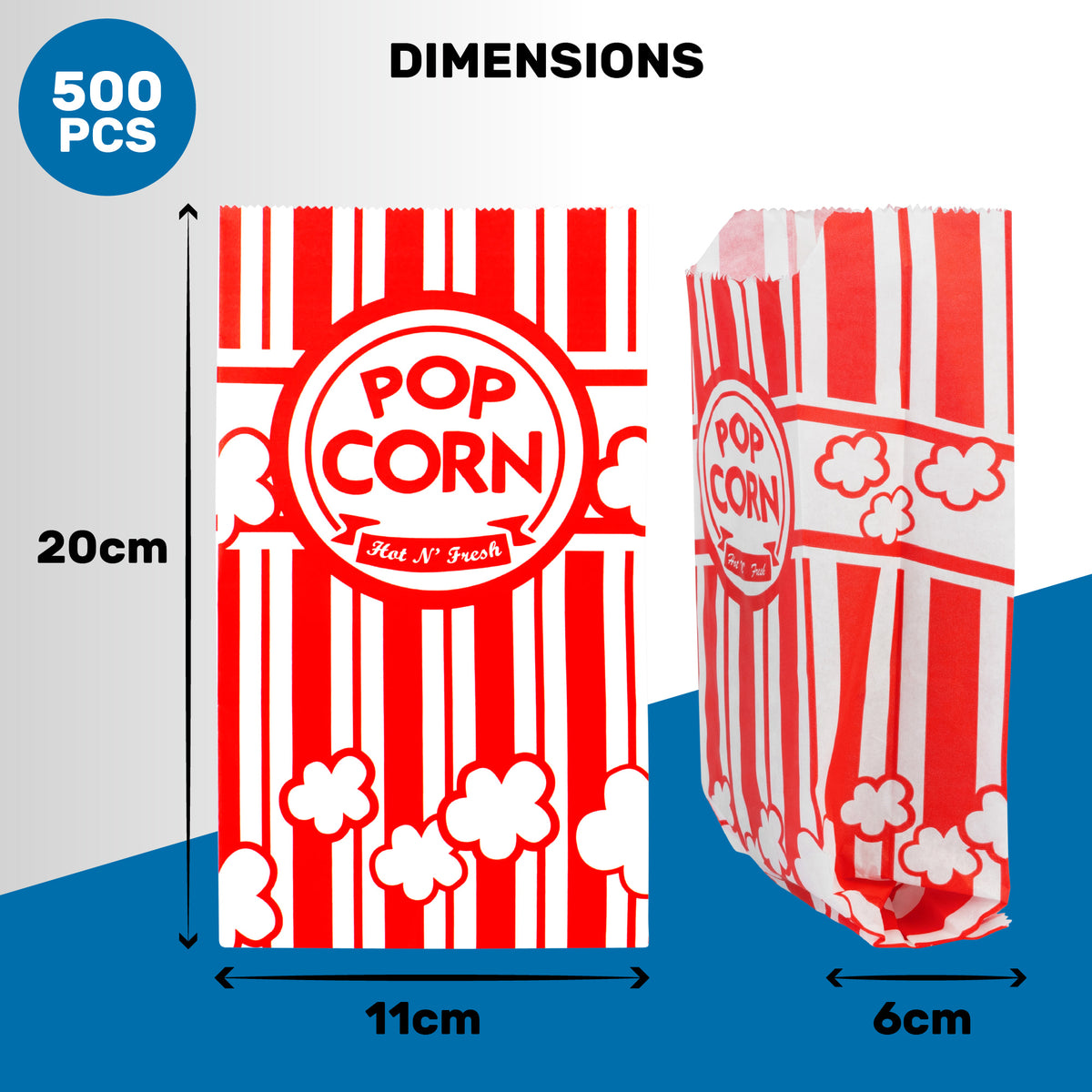 DEXLO 46oz Single Ply Popcorn Bags - Pack of 500