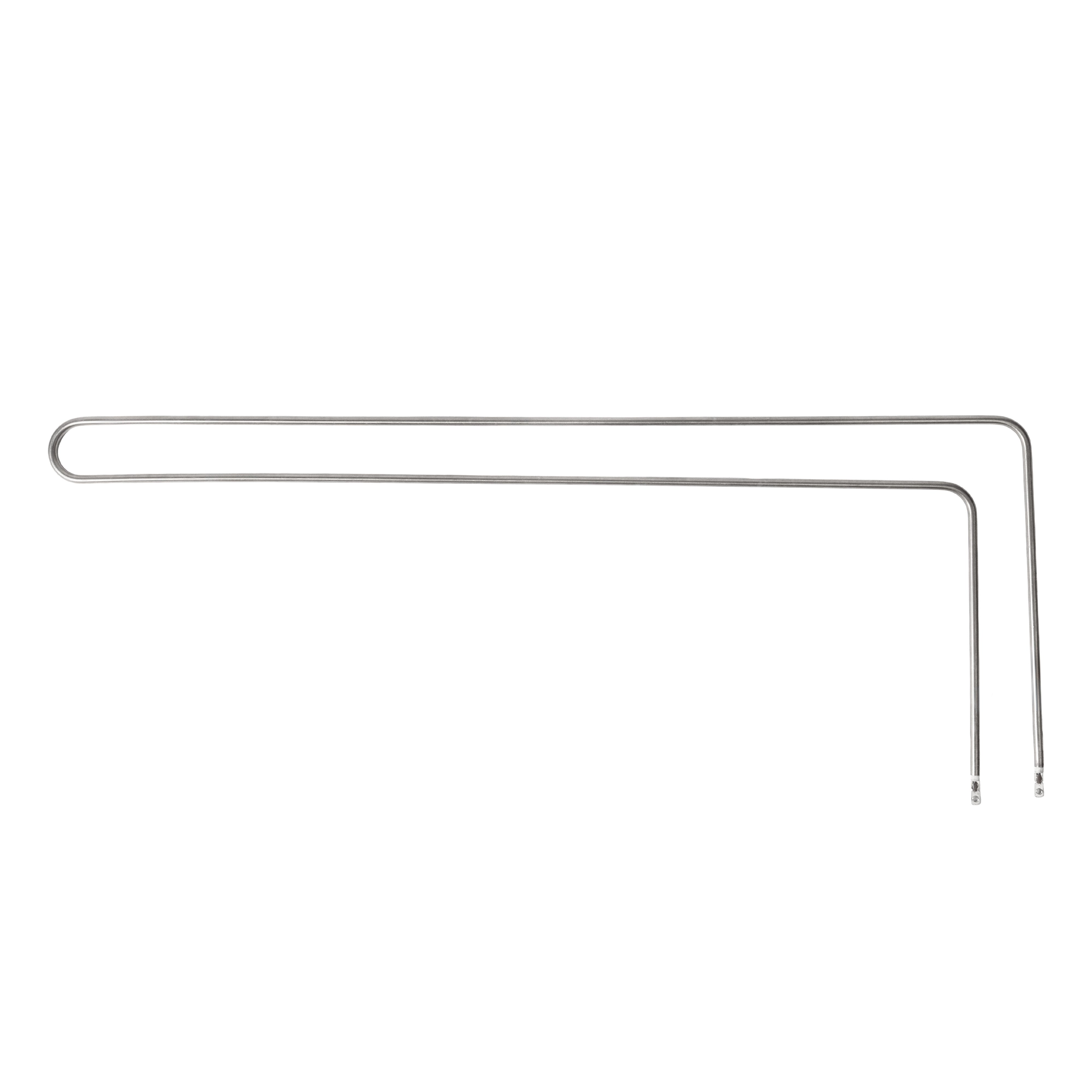 Thin metal rod bent into a U-shape, viewed from the side. The rod is minimalist, sleek, and set against a plain white background.
