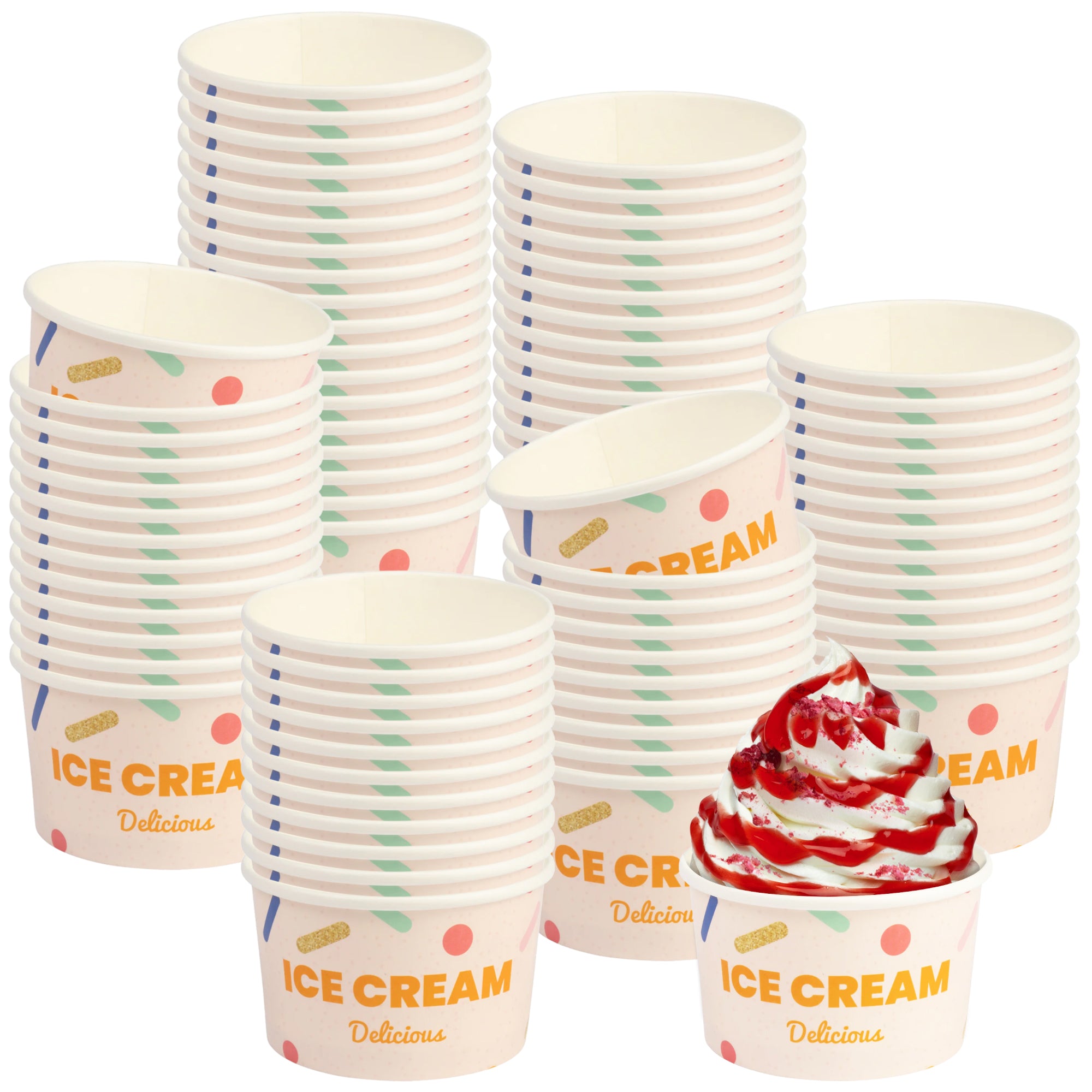 DEXLO 5oz Ice Cream Tubs 2 Scoops - Pack of 1000