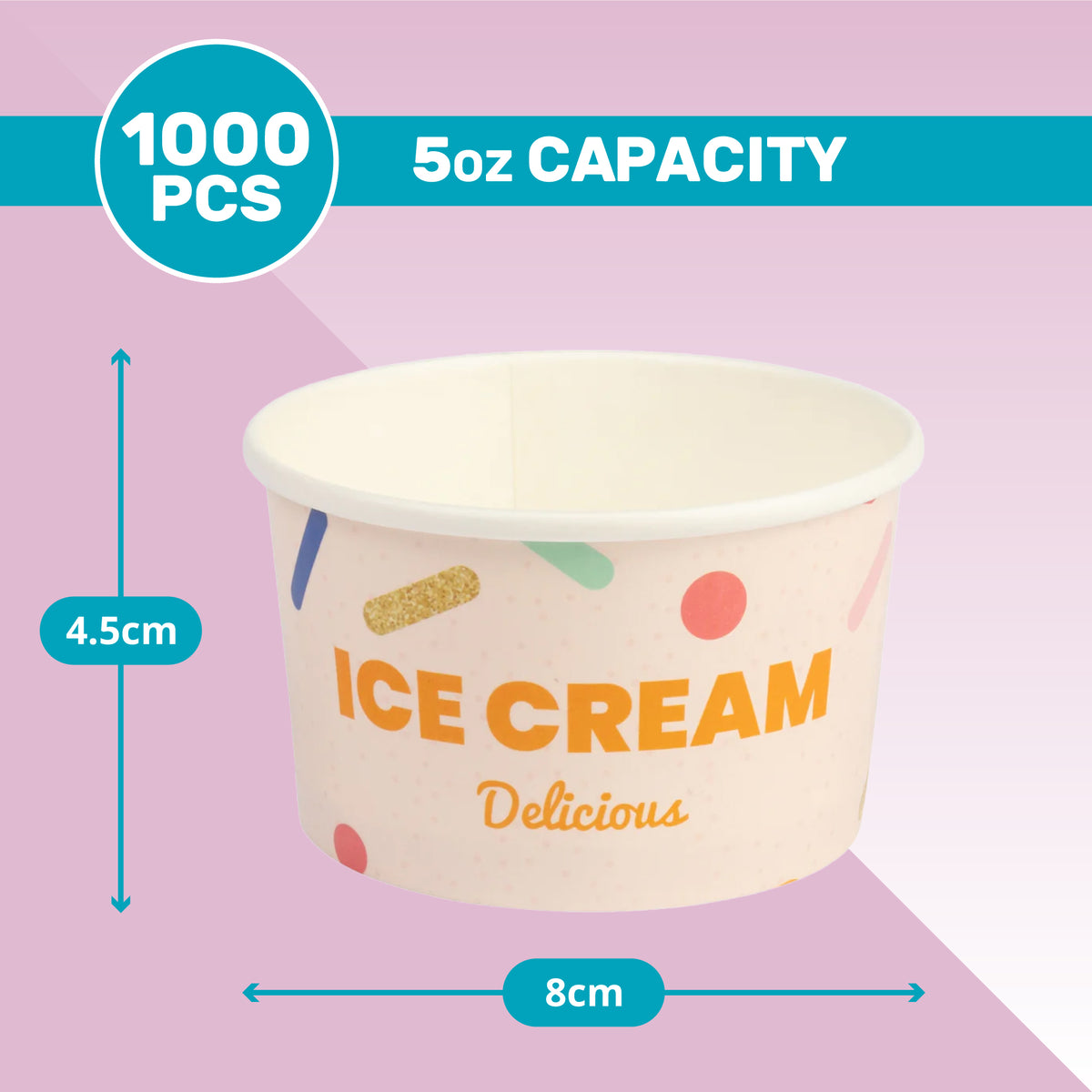 DEXLO 5oz Ice Cream Tubs 2 Scoops - Pack of 1000