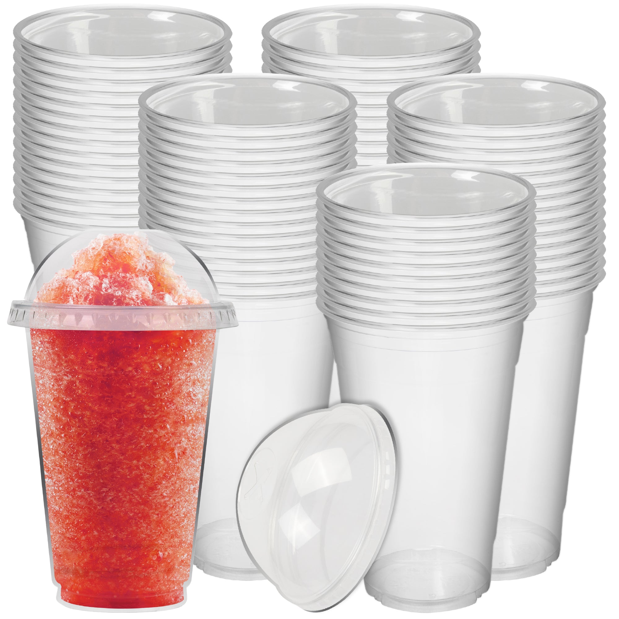 DEXLO Slush Cups With Dome Lids 20oz - Pack of 1000