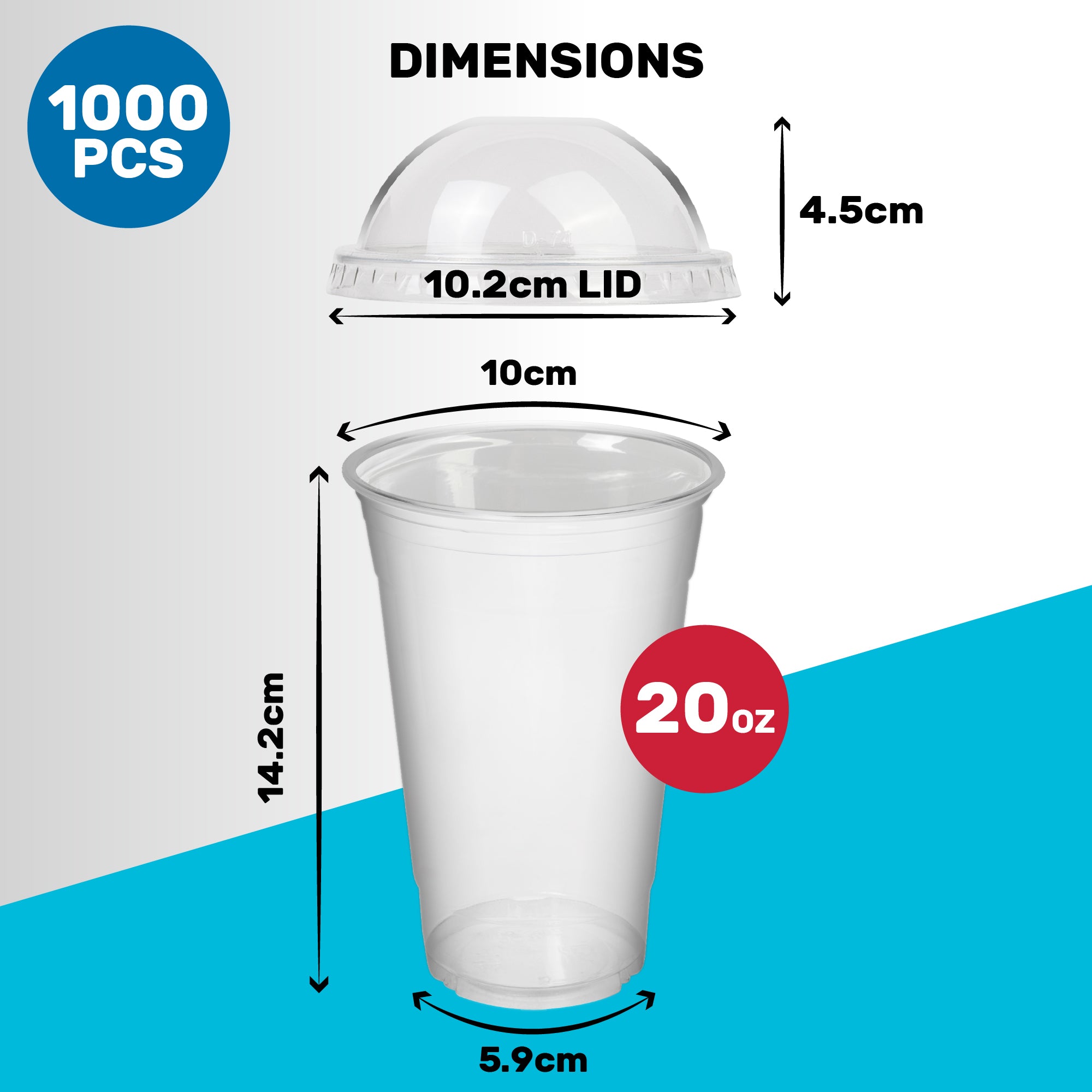 DEXLO Slush Cups With Dome Lids 20oz - Pack of 1000