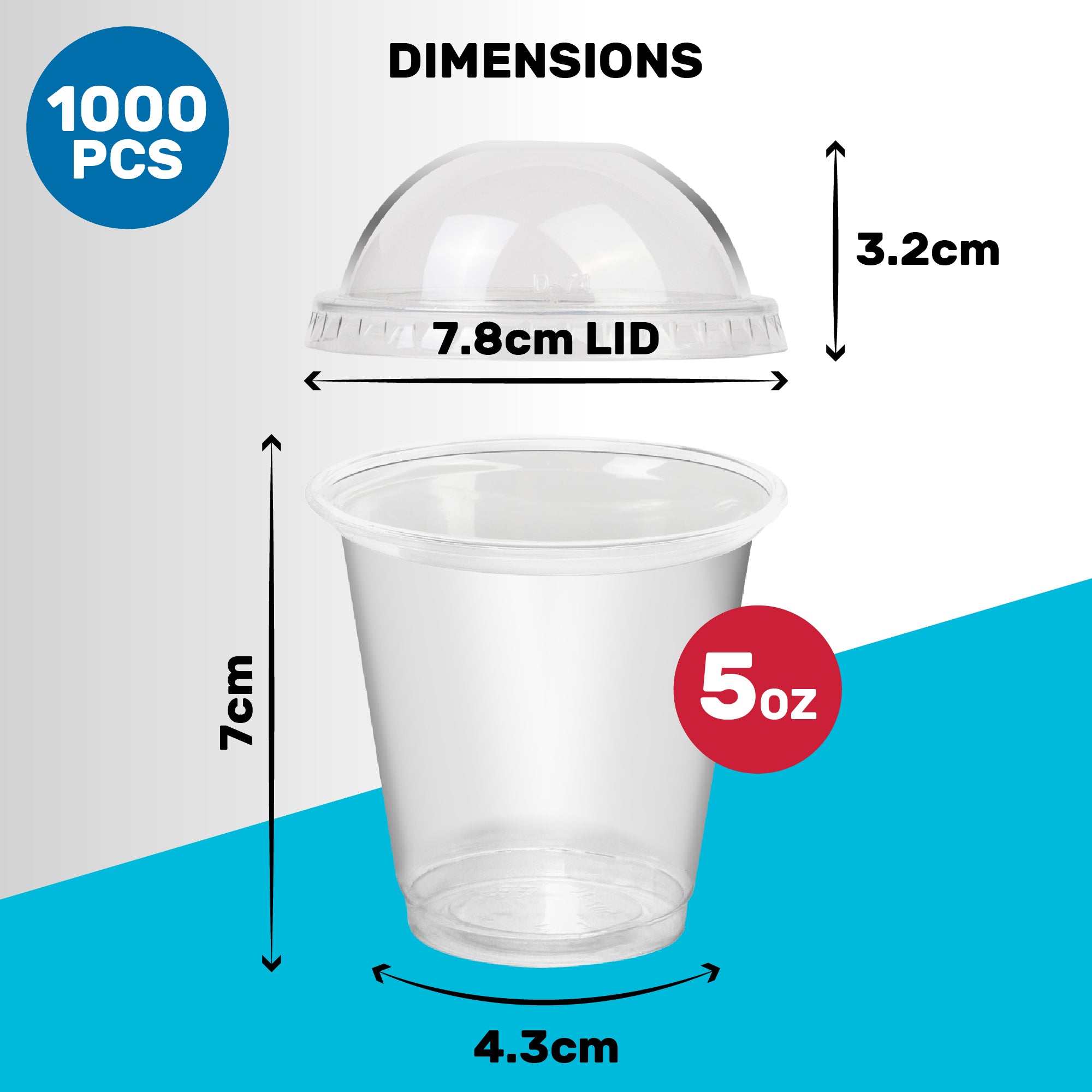 DEXLO Slush Cups With Dome Lids 5oz - Pack of 1000