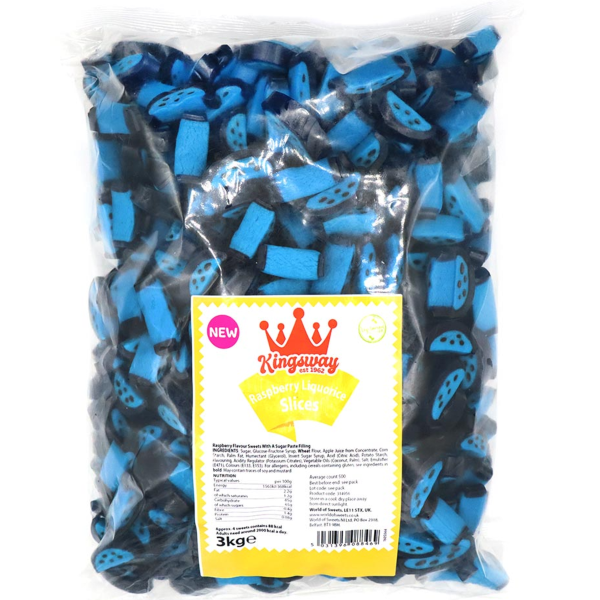 Kingsway Raspberry Liquorice Slices Bag 3kg