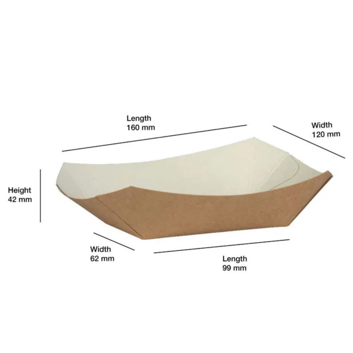 GREENPAK Compostable Kraft Chip Tray - Full Case - Pack of 500