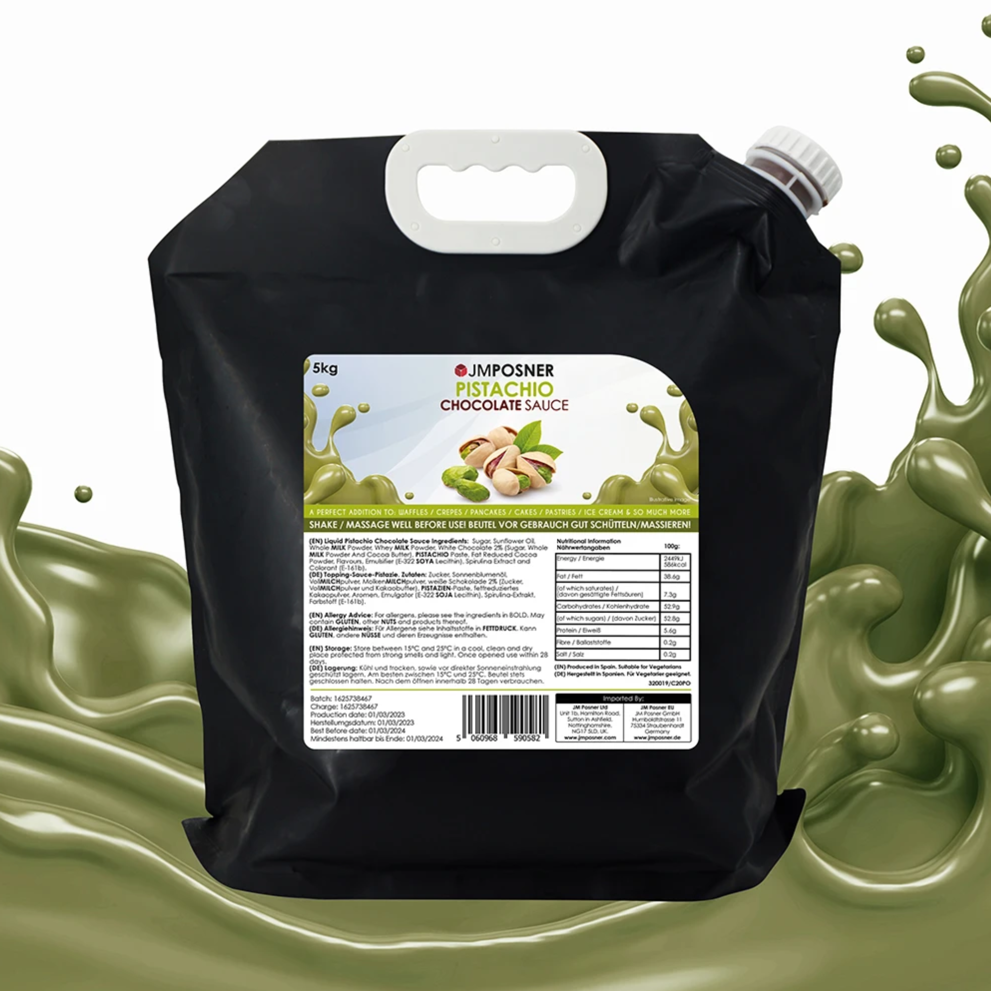 Professional Liquid Pistachio Chocolate Sauce 5KG Tub