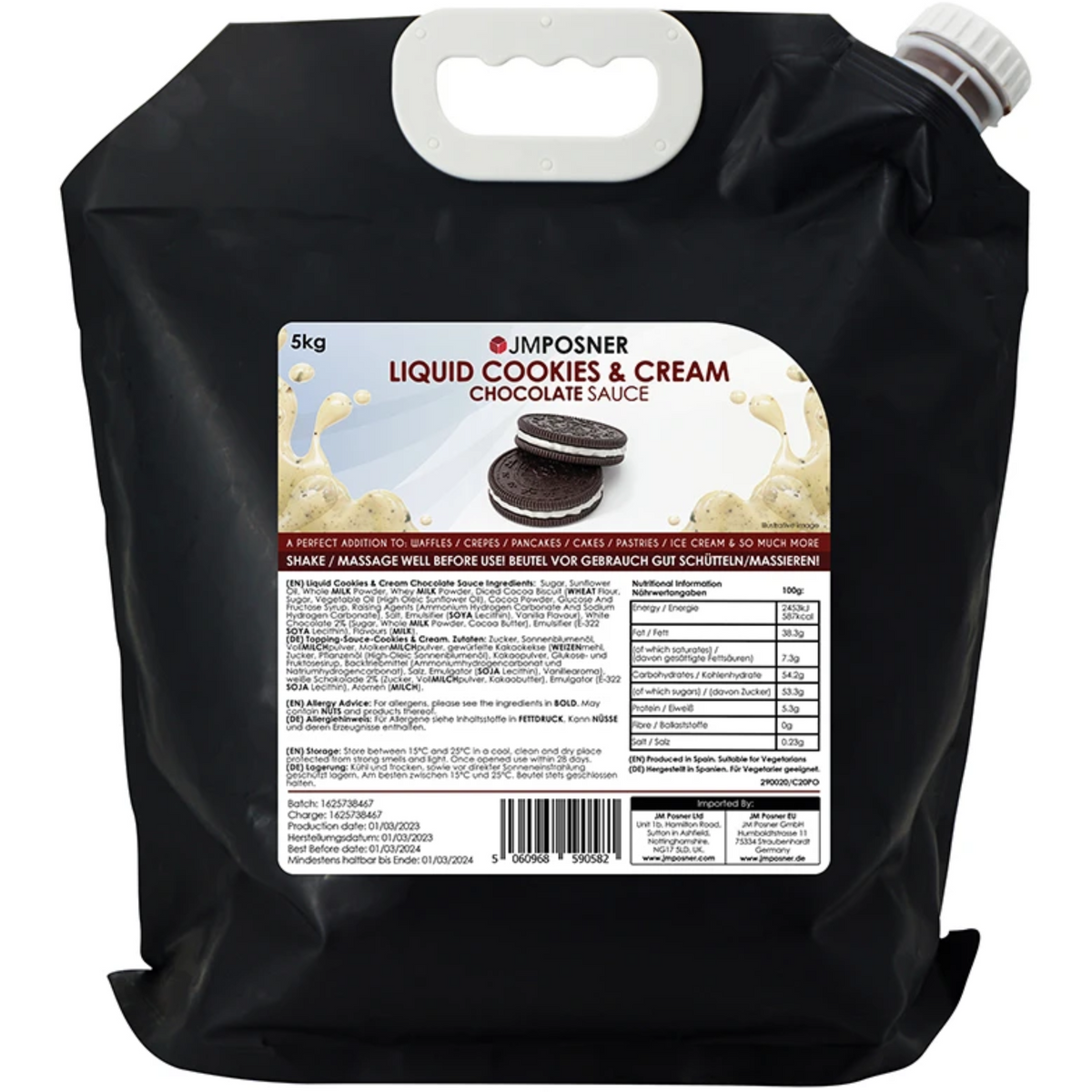JMPOSNER Liquid Cookies and Cream Chocolate Sauce 5kg Bag