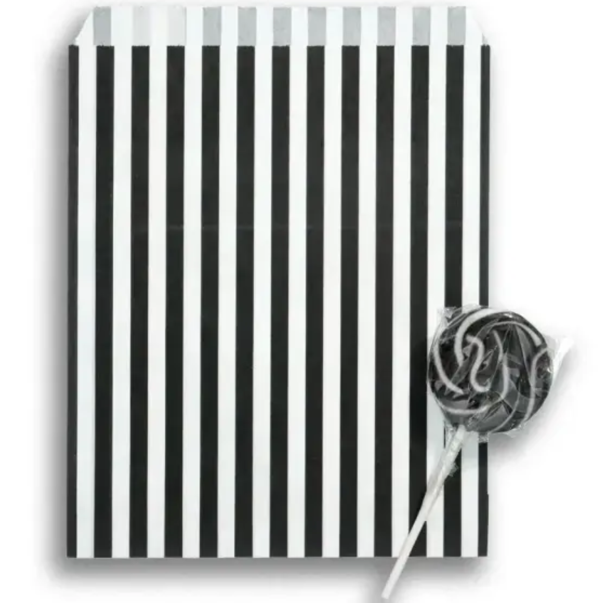 Feefo Black Candy Stripe Paper Bags [5" x 7"] - Case of 1000