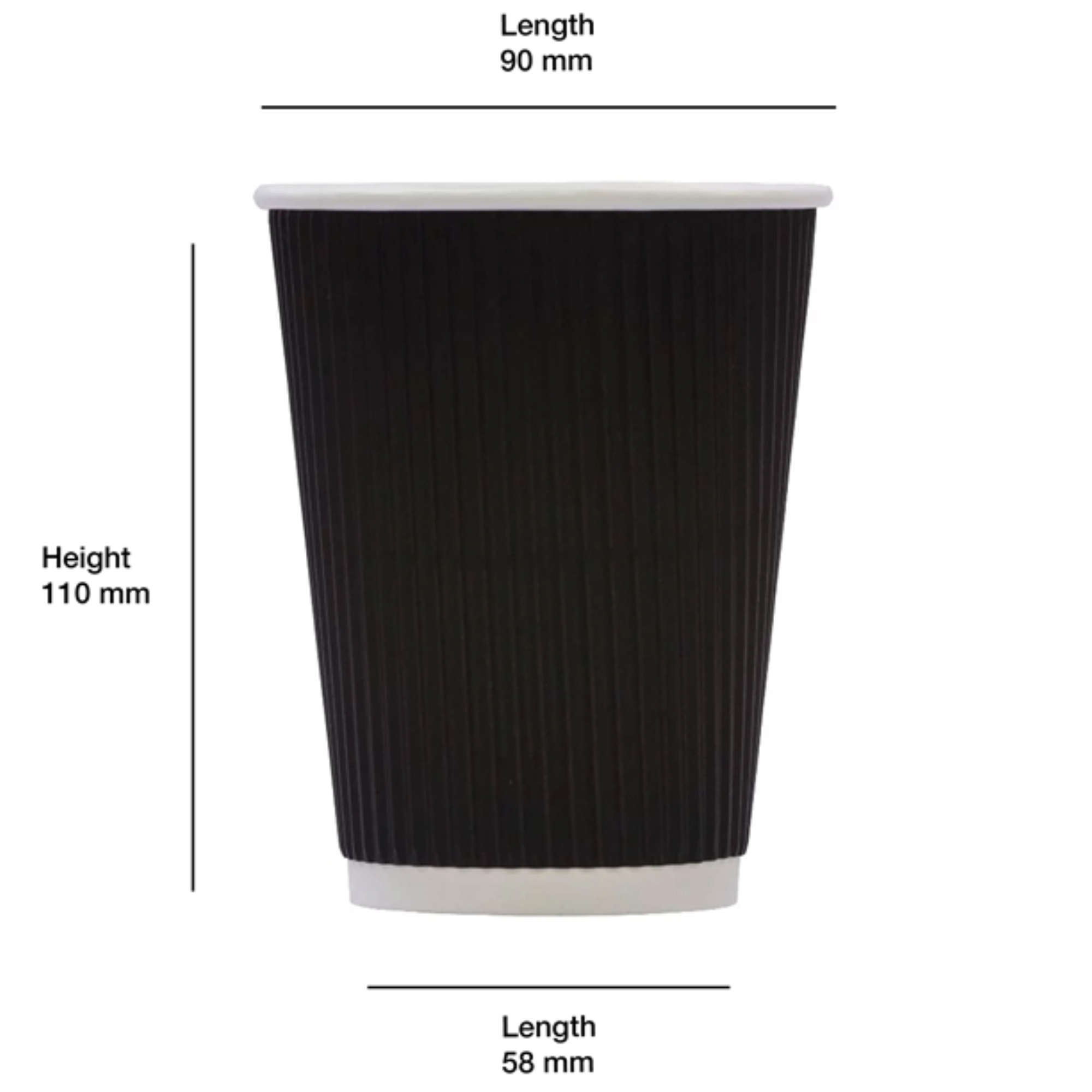 12oz Black Ripple Cup - Full Case 500 Pack