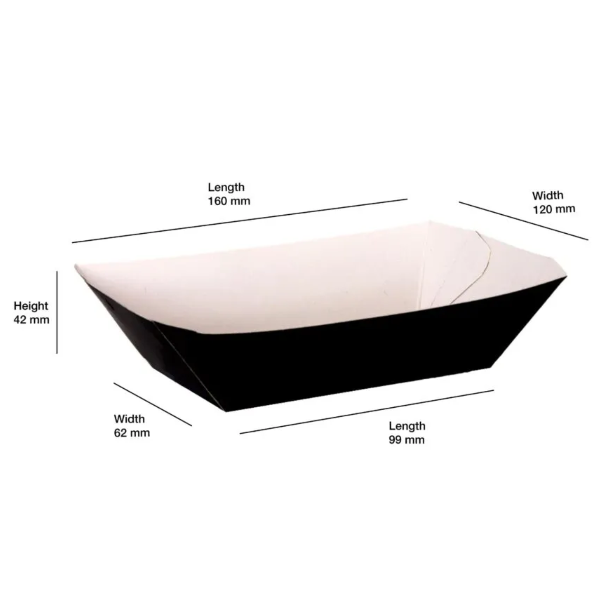GREENPAK Compostable Black Chip Tray - Full Case - Pack of 500