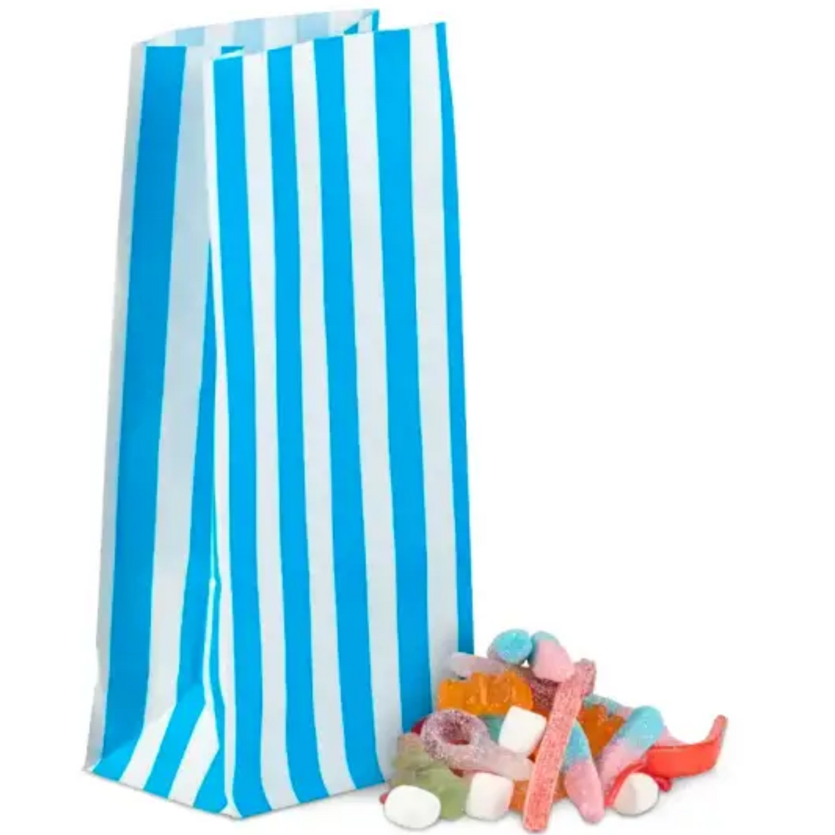 Feefo Light Blue Stripe Pick n Mix Paper Bags [11cm x 24cm + 7.5cm] - Case of 100