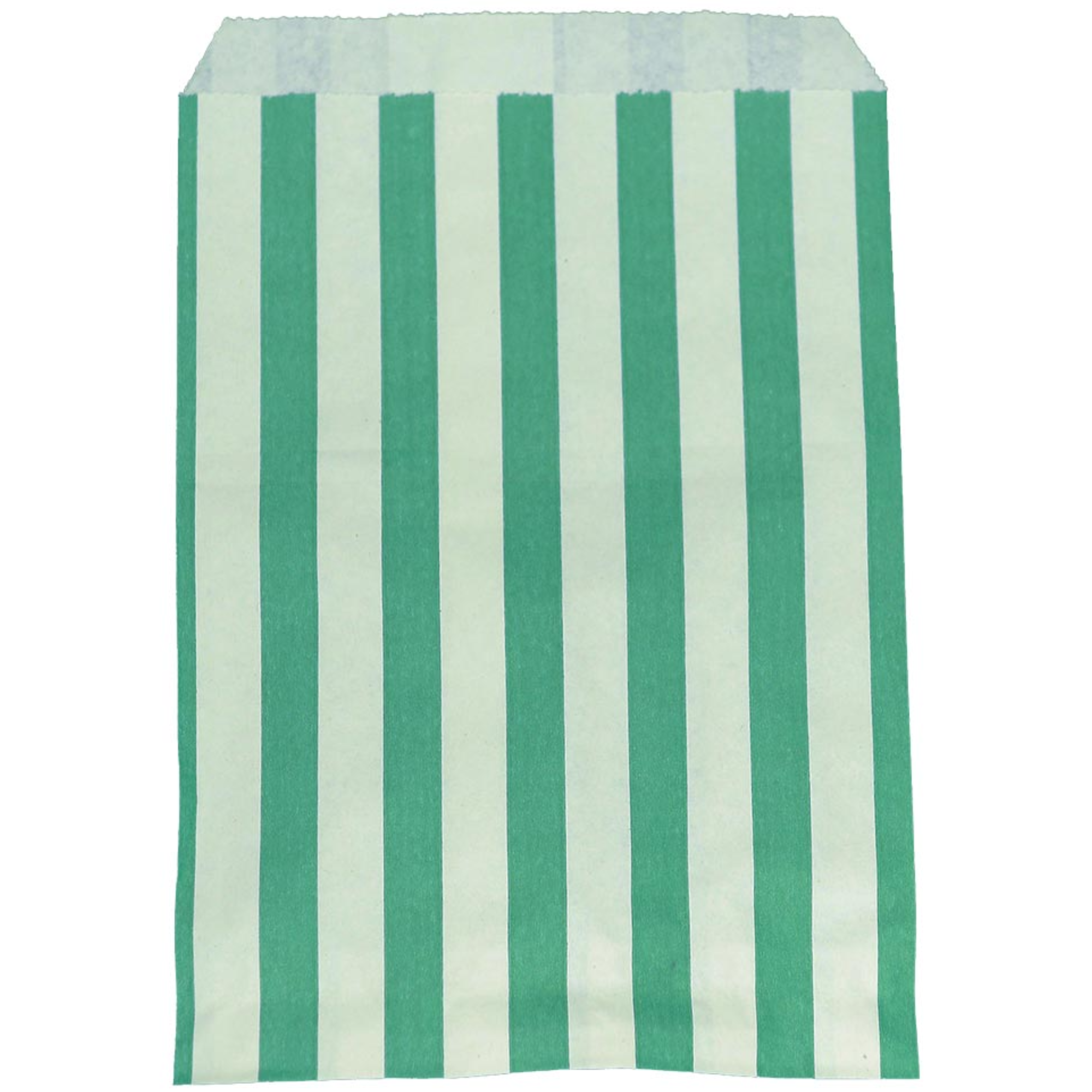 Green & White Candy Striped Paper Bags 7" x 9" Case of 1000