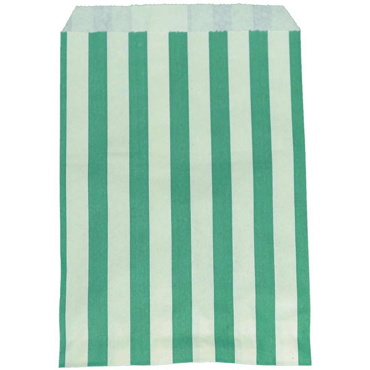 Feefo Green & White Candy Striped Paper Bags 7" x 9" - Case of 1000