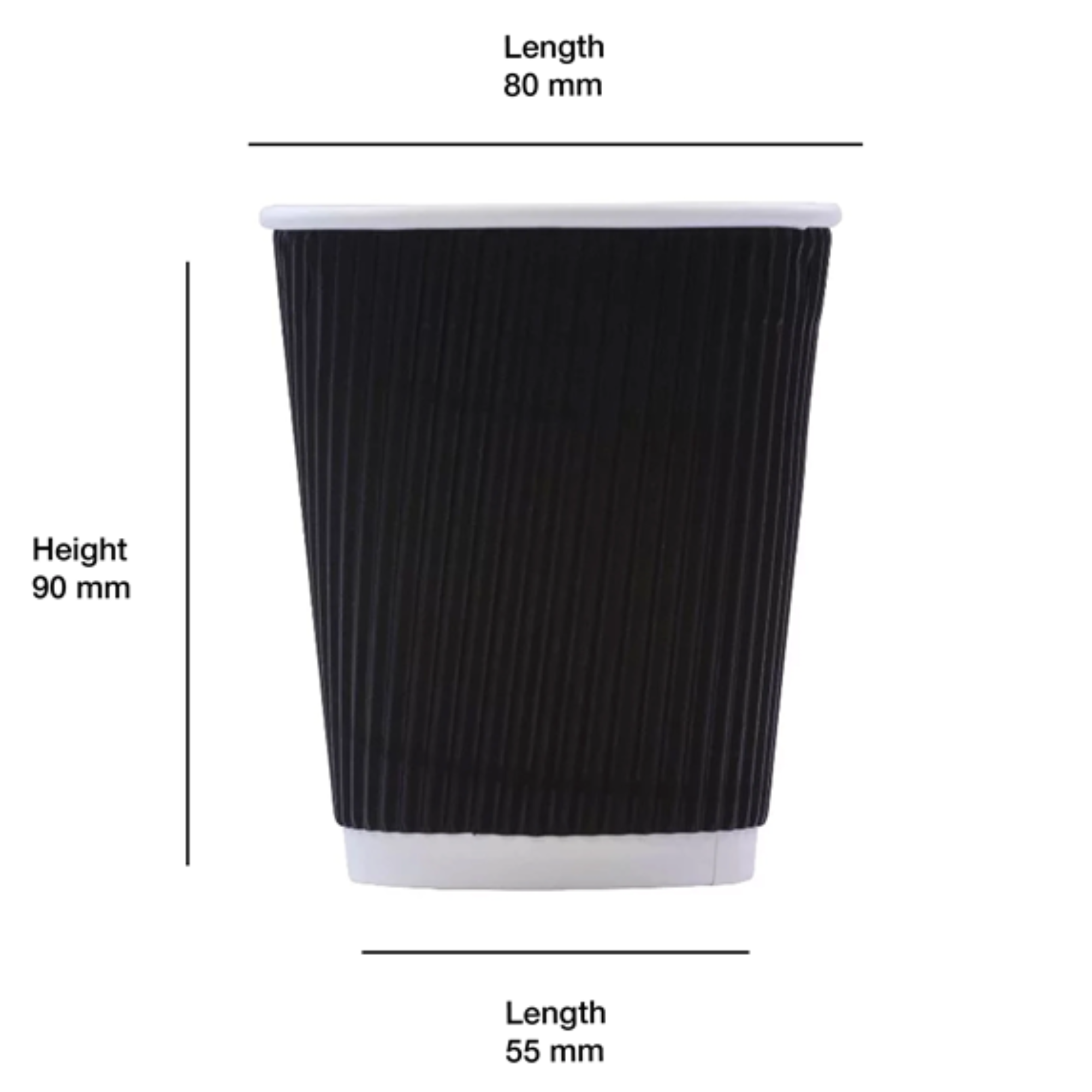 8oz Black Ripple Cup - Full Case - Pack of 500