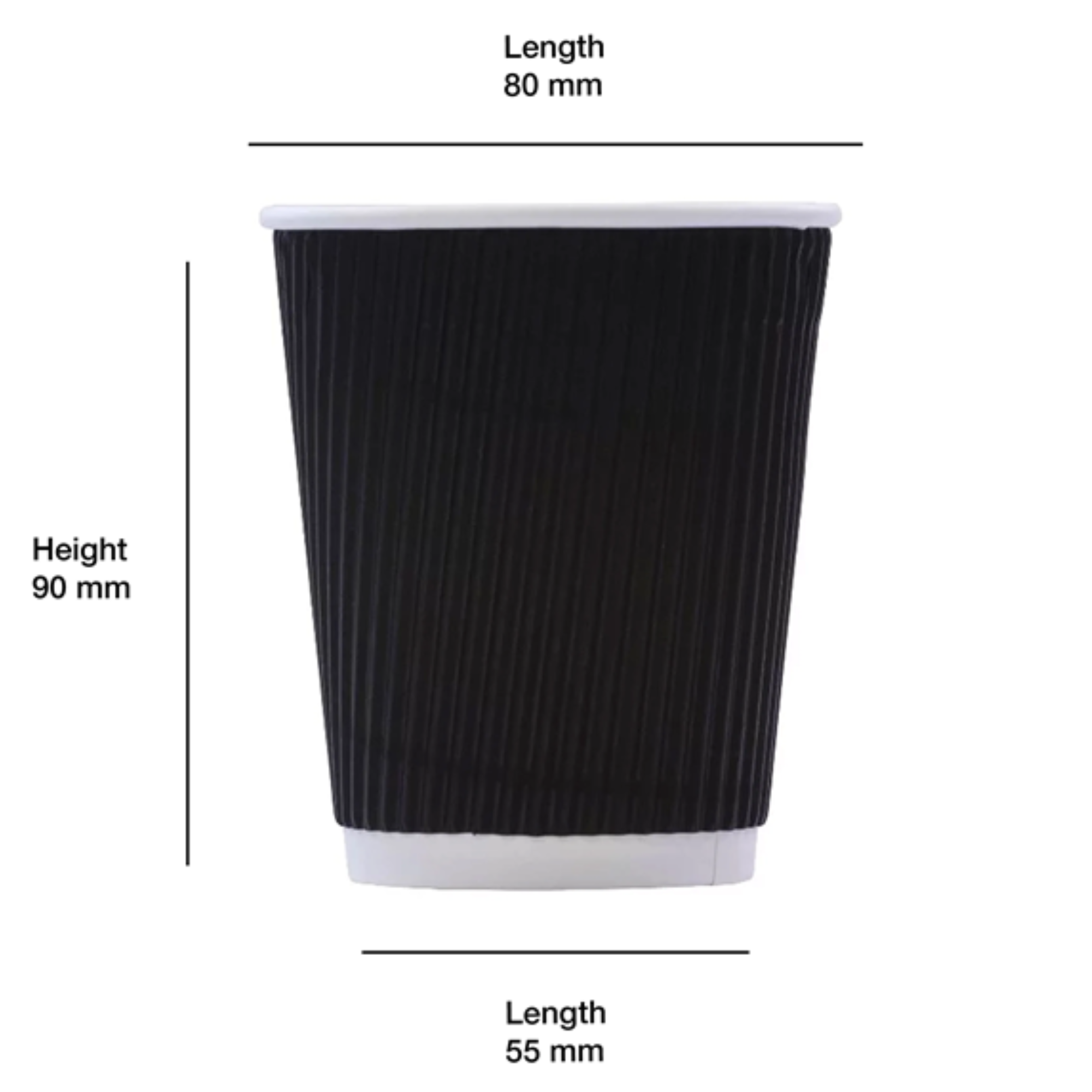 8oz Black Ripple Cup - Full Case 500 Pack