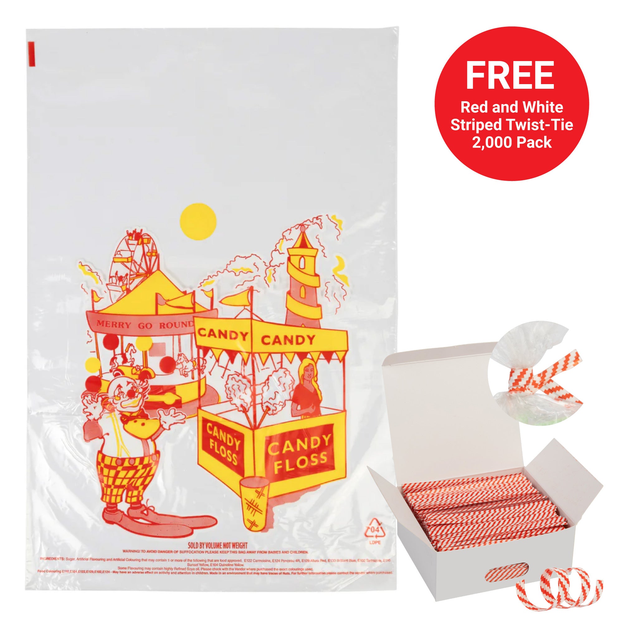 DEXLO Funfair Candy Floss Bags - Pack of 1000