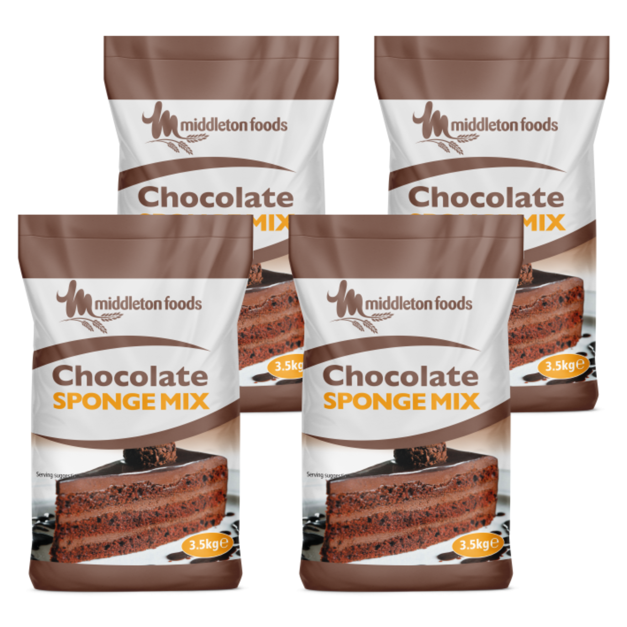 Bag of Middletons Chocolate Sponge Mix, formulated for professional use—produces rich, moist chocolate sponge with just water added, ideal for cakes, puddings, and large-scale catering.