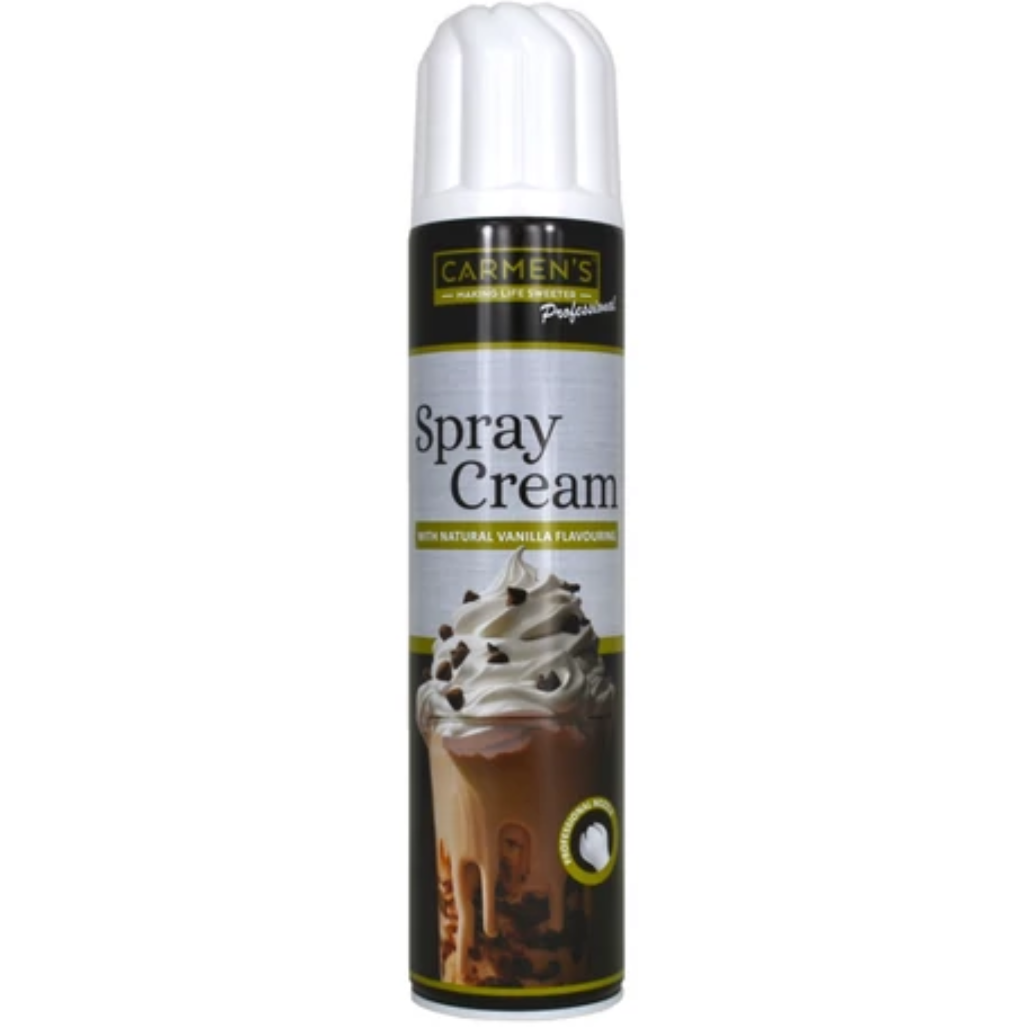 Carmen’s 500g vanilla-flavoured UHT spray cream can with professional nozzle