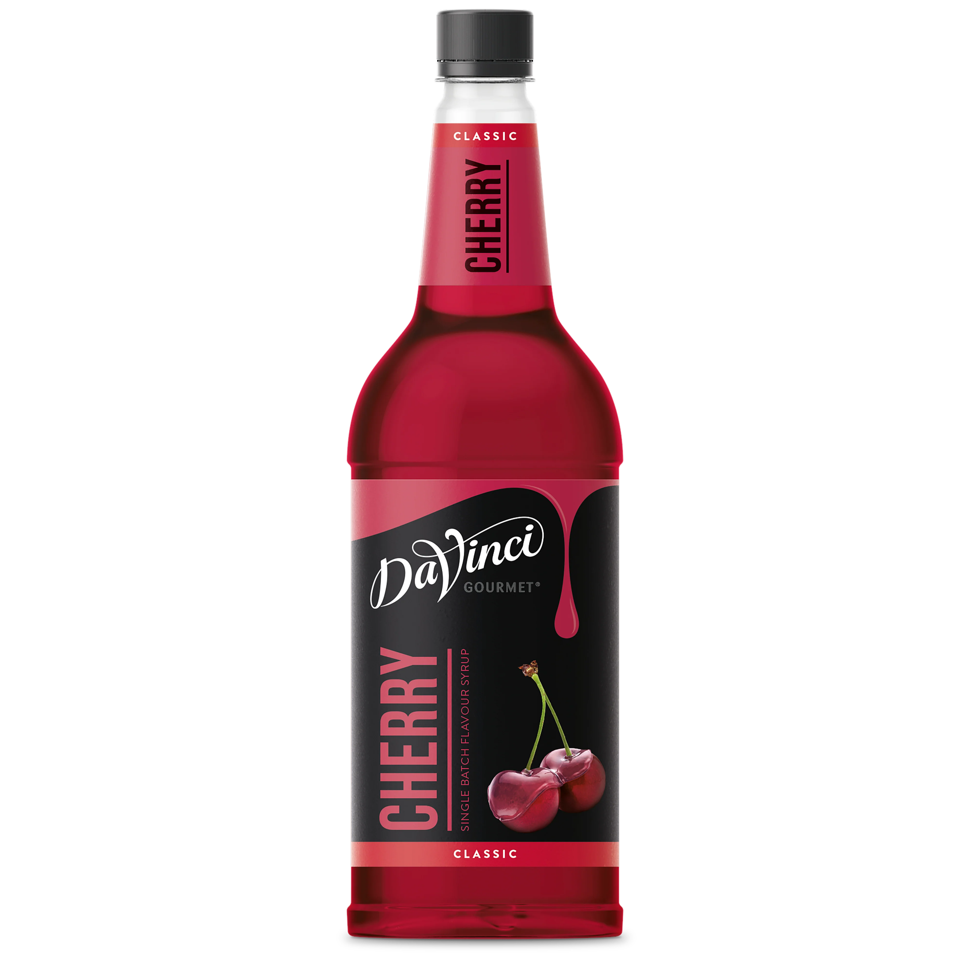 DaVinci Classic Cherry Syrup 1 Litre bottle – premium cherry flavouring for cocktails, sodas, coffee, milkshakes and desserts.