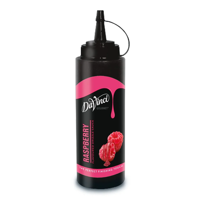 500g Raspberry Drizzle bottle for desserts, frappes, and latte art, fruity topping, no artificial colours, case of 12