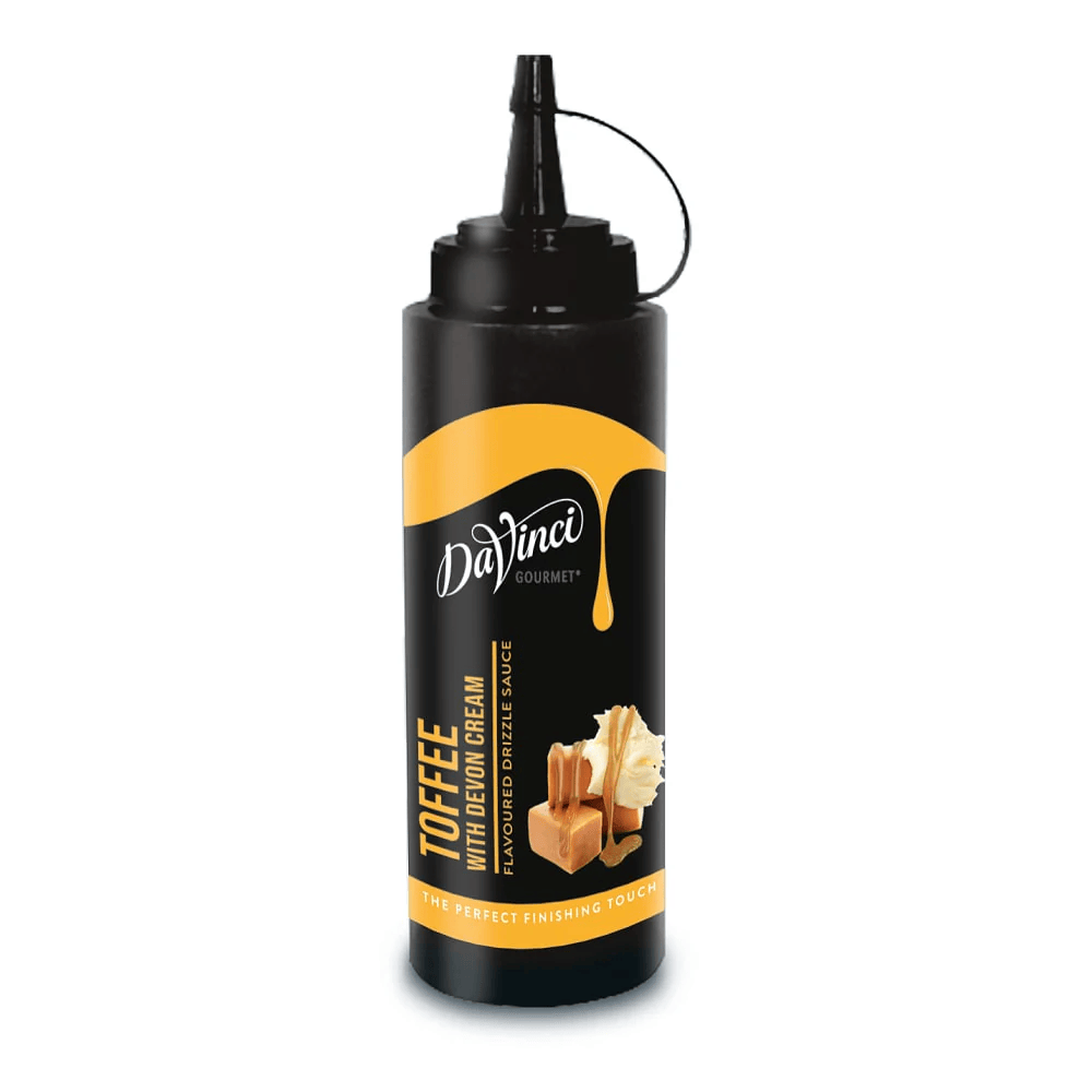 500g Toffee & Cream Drizzle bottle for desserts, frappes, and latte art, sweet topping, no artificial colours, case of 12