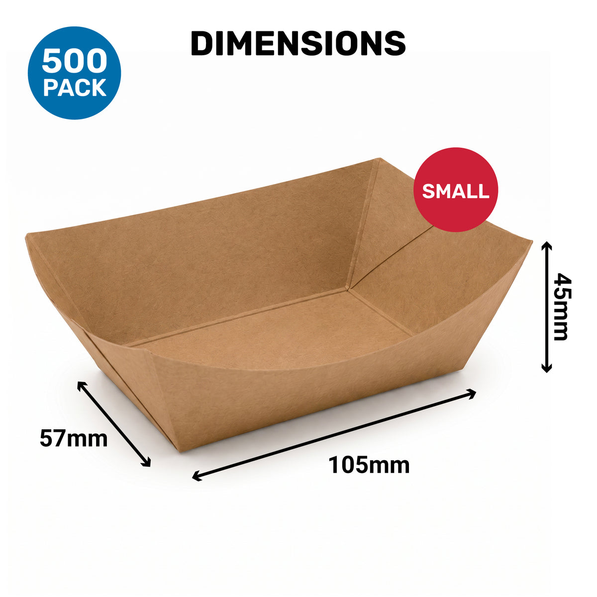 DEXLO Small Cardboard Food Trays Brown - Pack of 500