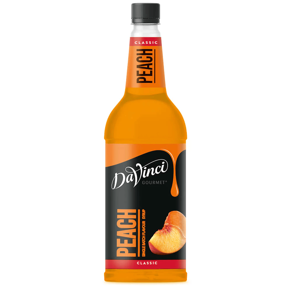 1L Peach Syrup – lower sugar coffee flavouring syrup, bulk case of 6 bottles