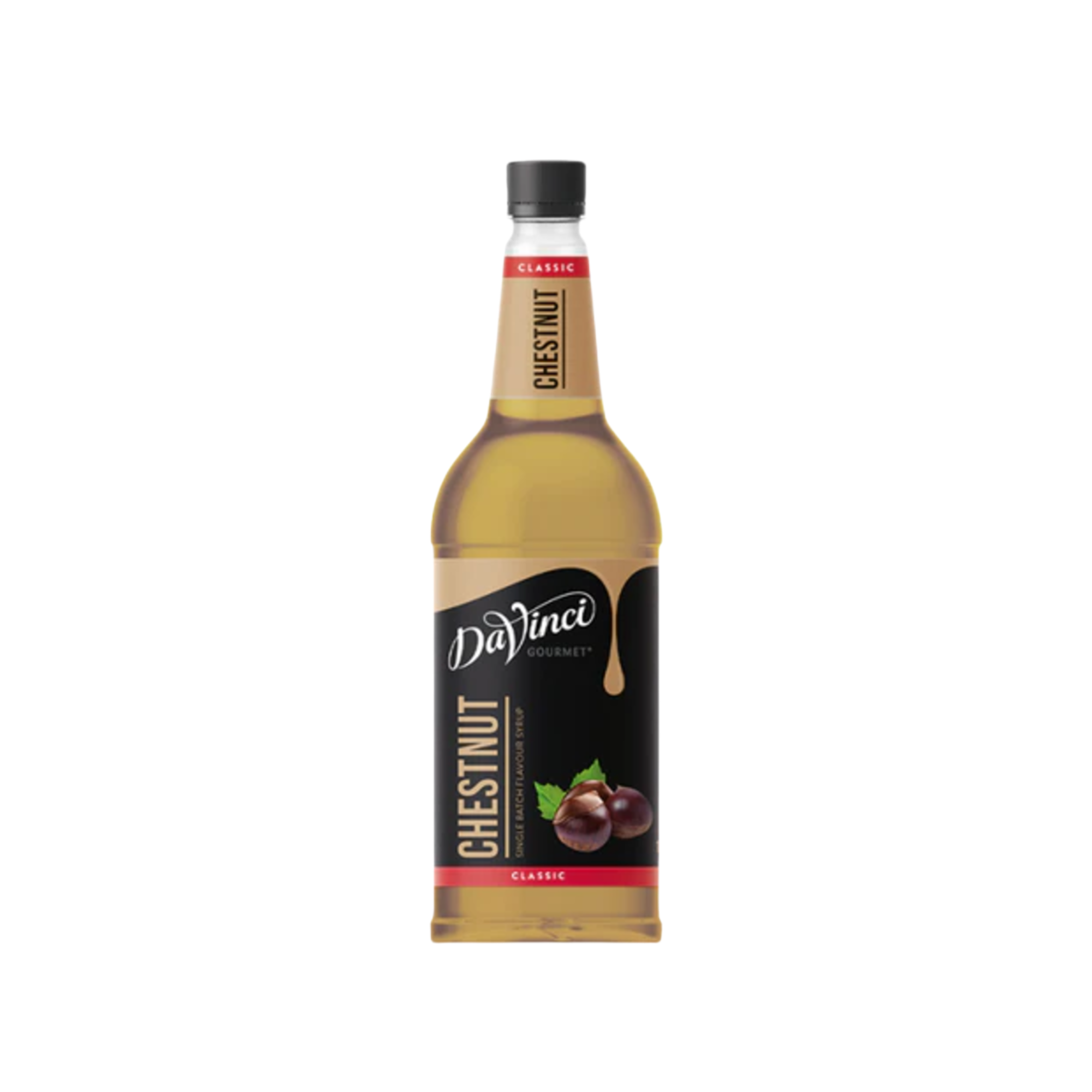 DaVinci Gourmet Classic Chestnut Syrup 1 Litre plastic bottle with label, ideal for flavouring hot and cold drinks like coffee and hot chocolate.