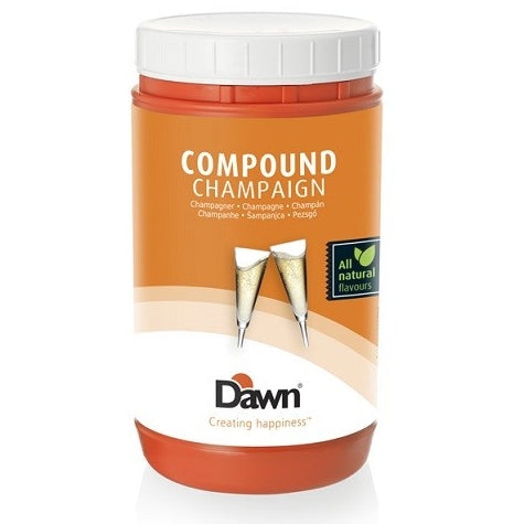 1kg tub of Dawn Marc de Champagne Compound, a creamy, alcohol-flavoured paste used to enhance desserts, fillings, and fine patisserie with a luxurious champagne aroma.