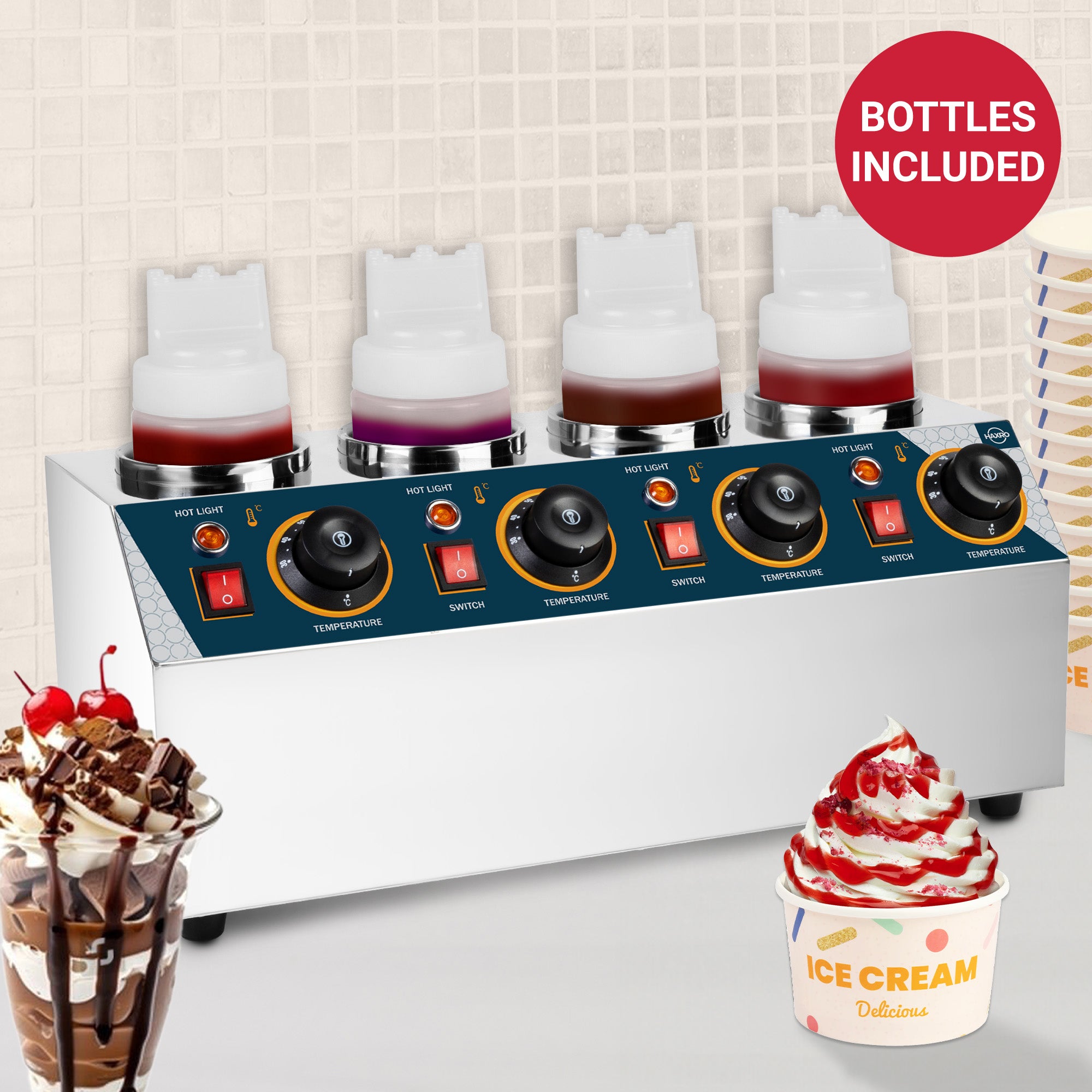 HAXRO 4 Compartment Sauce Warmer
